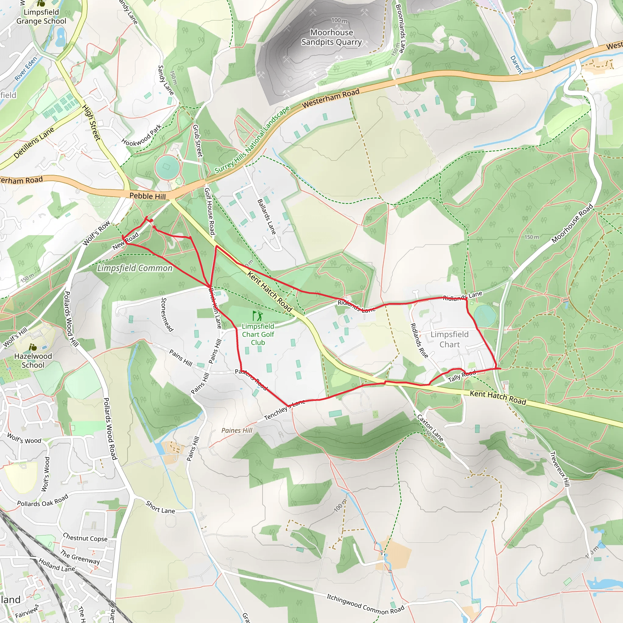 Surrey - Circular hike Limpsfield Chart mobile static map