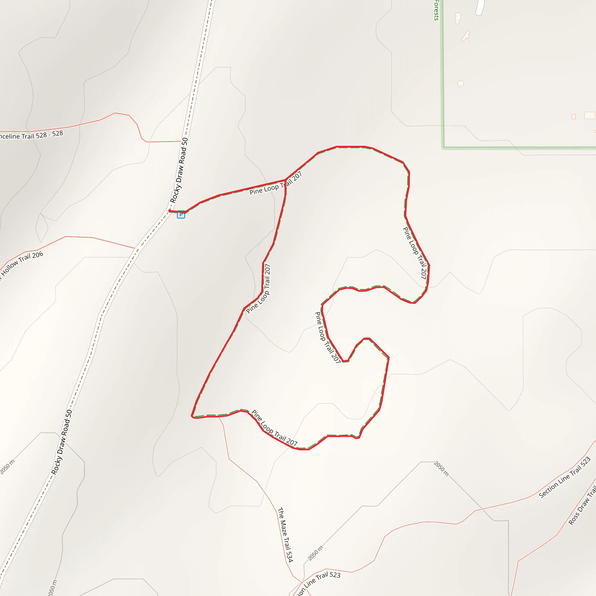Pine Loop Trail - Rocky Draw Road 50 mobile static map