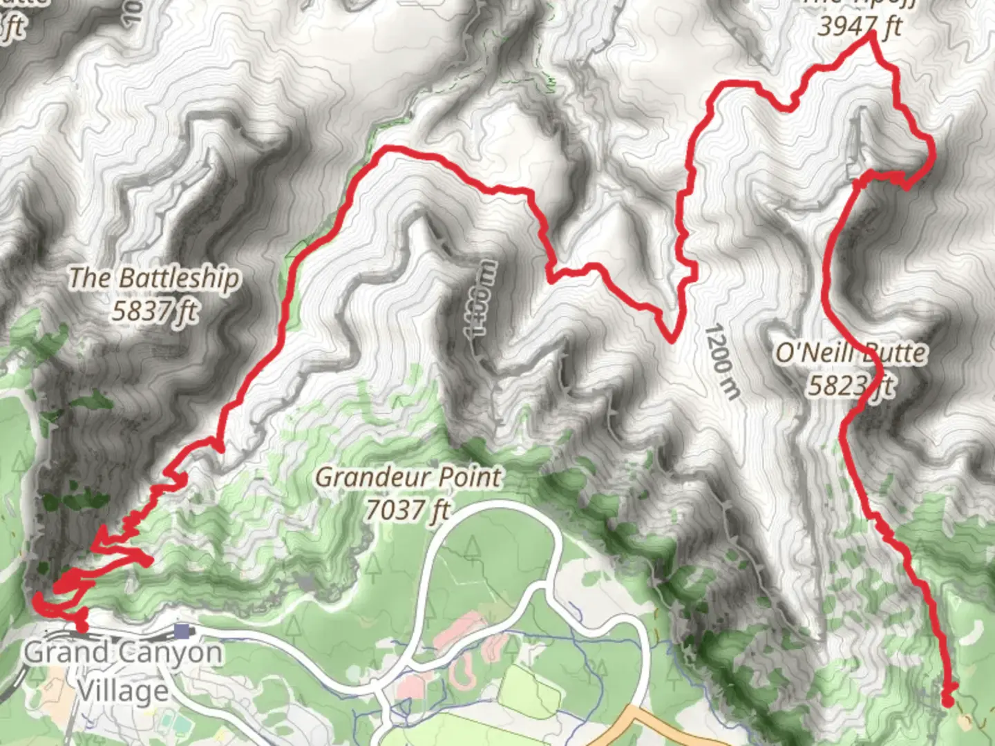 An image depicting the trail Arizona Trail to Bright Angel Trail and its surrounding area.