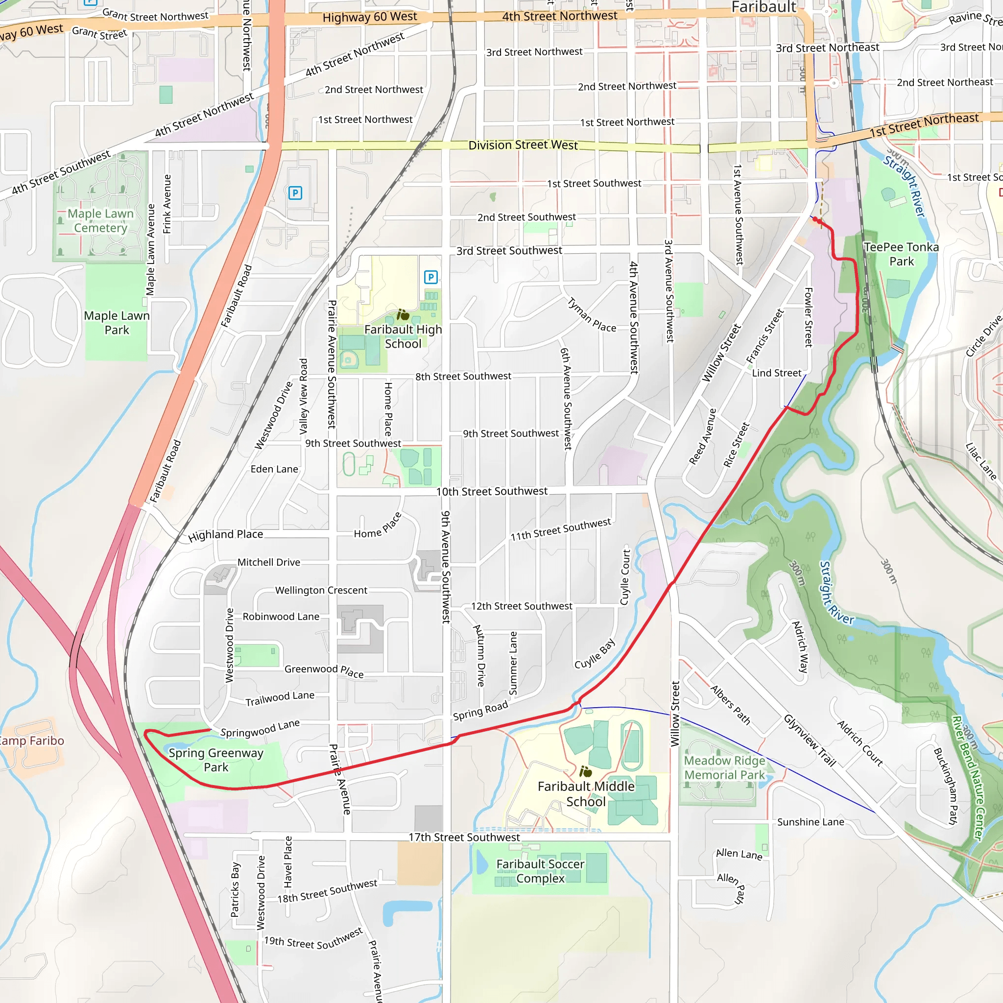 Straight River Trail mobile static map