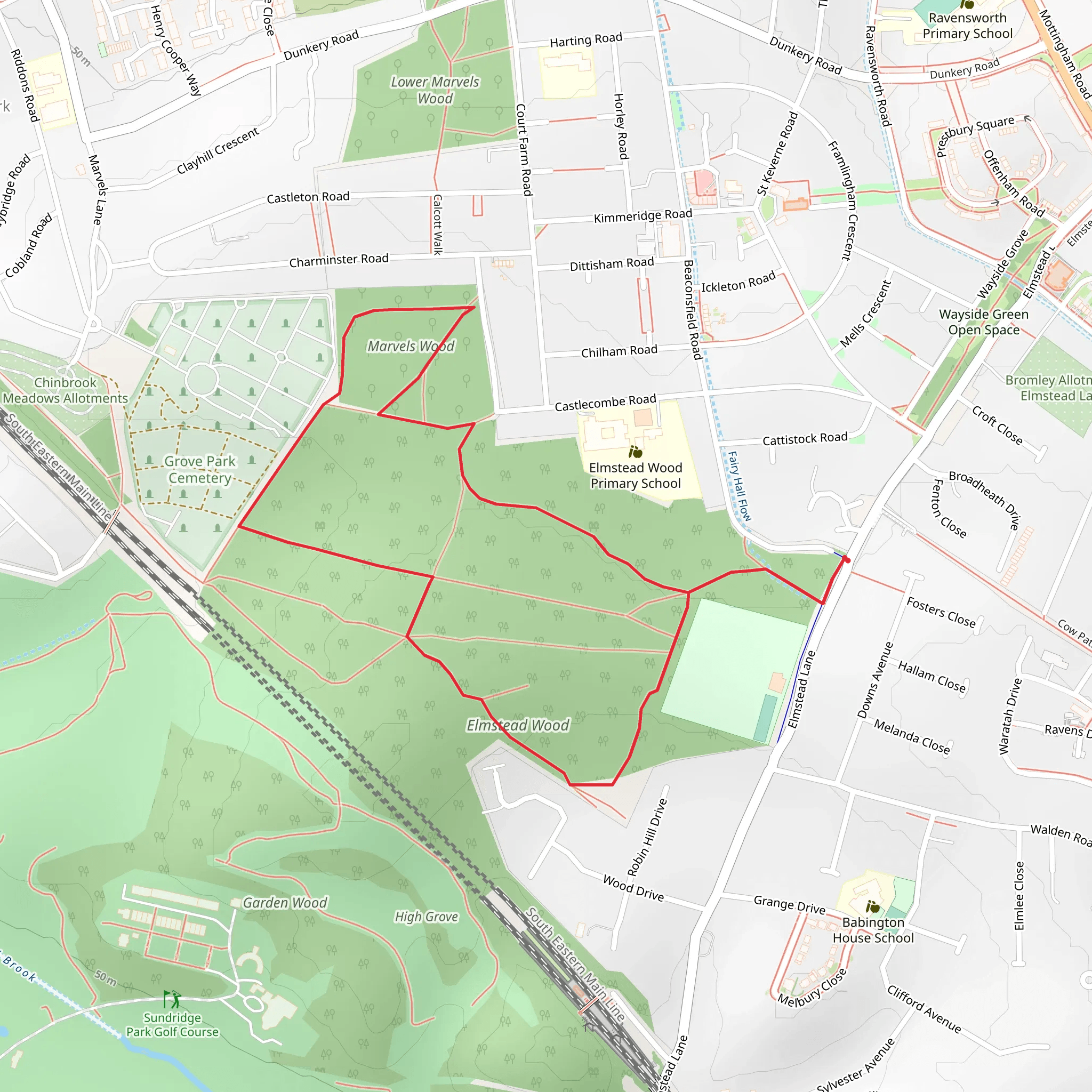 Elmstead Woods Loop mobile static map