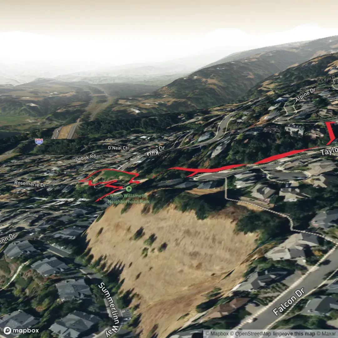 An image depicting the trail North Willamette Neighborhood Park Loop and its surrounding area.
