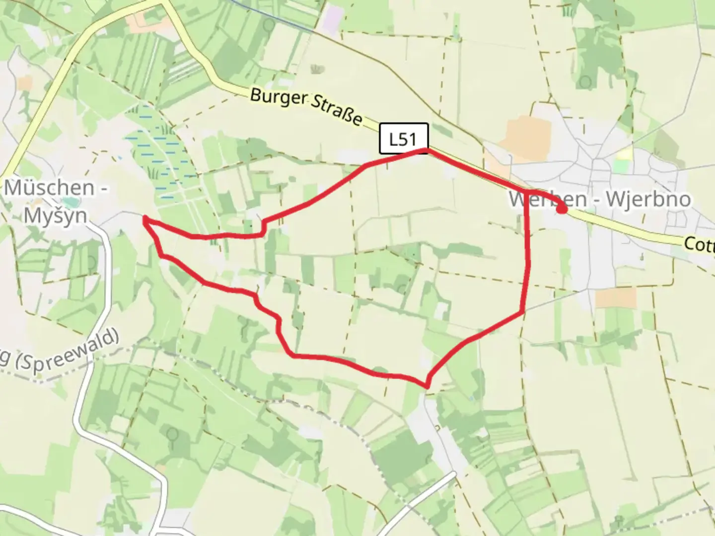 An image depicting the trail Rundwanderweg Gruener Punkt and its surrounding area.