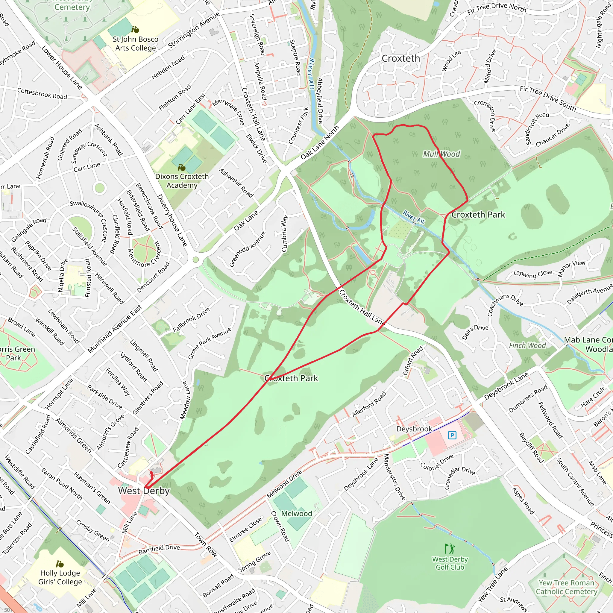 Croxteth Country Park Loop mobile static map