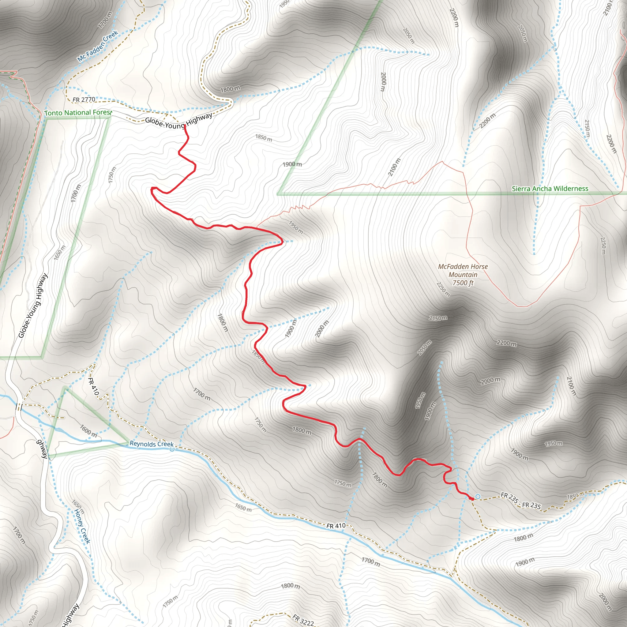 Cienega Spring Trail mobile static map