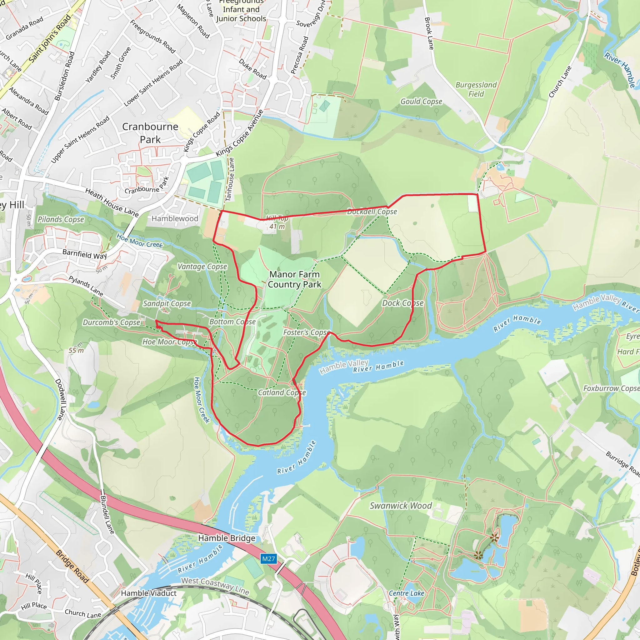 Manor Farm and Country Park Loop mobile static map