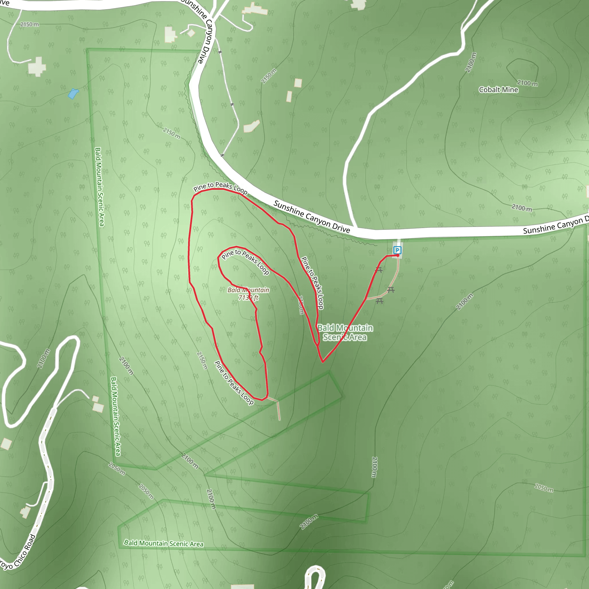 Bald Mountain - Pine to Peaks Loop mobile static map