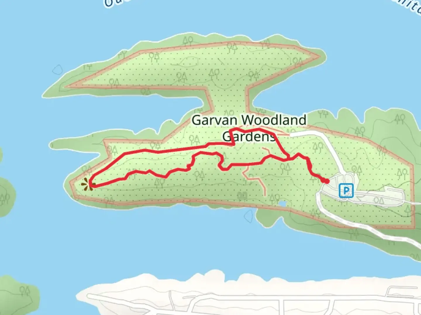 An image depicting the trail Garvan Woodland Gardens Loop and its surrounding area.