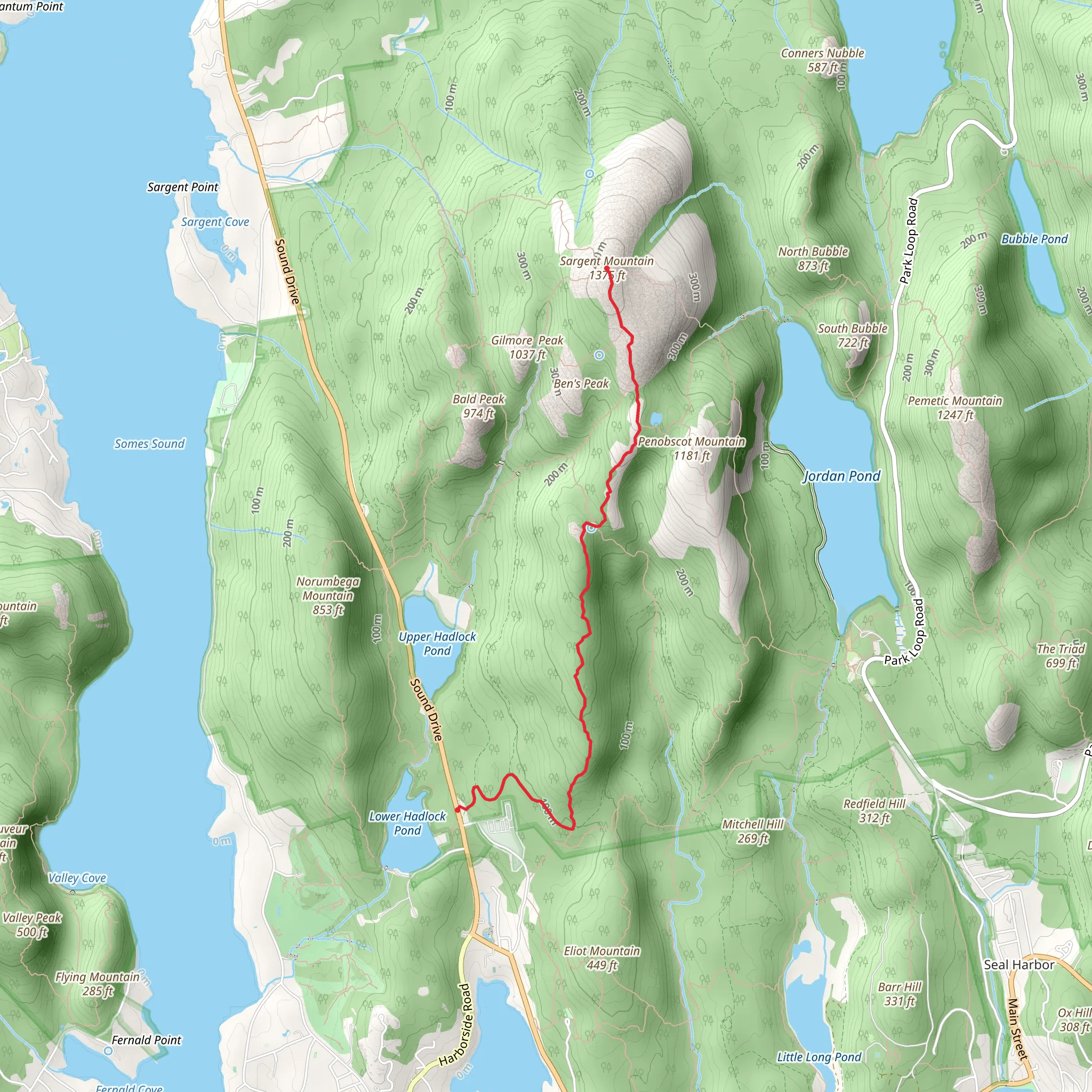 Cedar Swamp Mountain and Sargent Mountain mobile static map