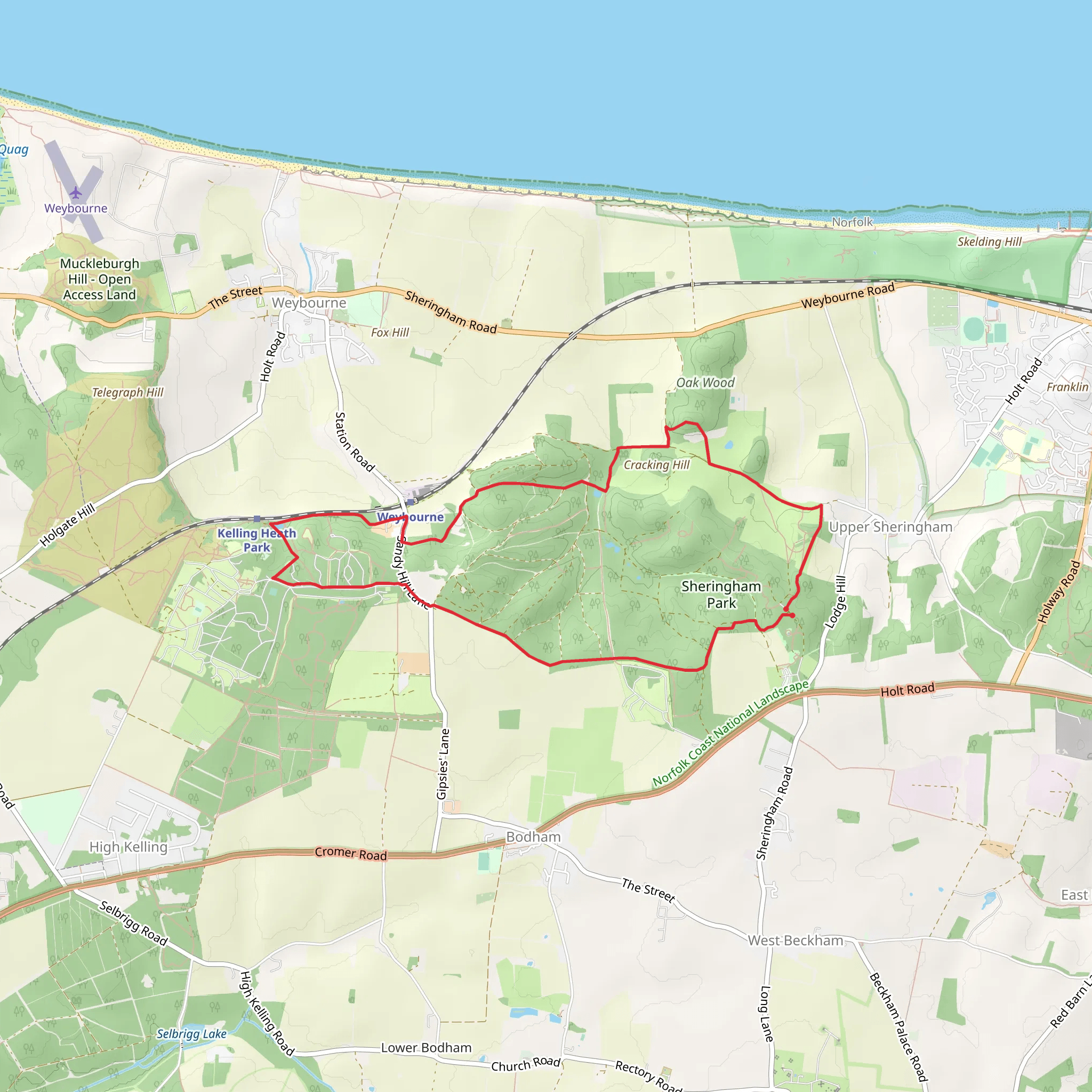 Sheringham Park Loop mobile static map