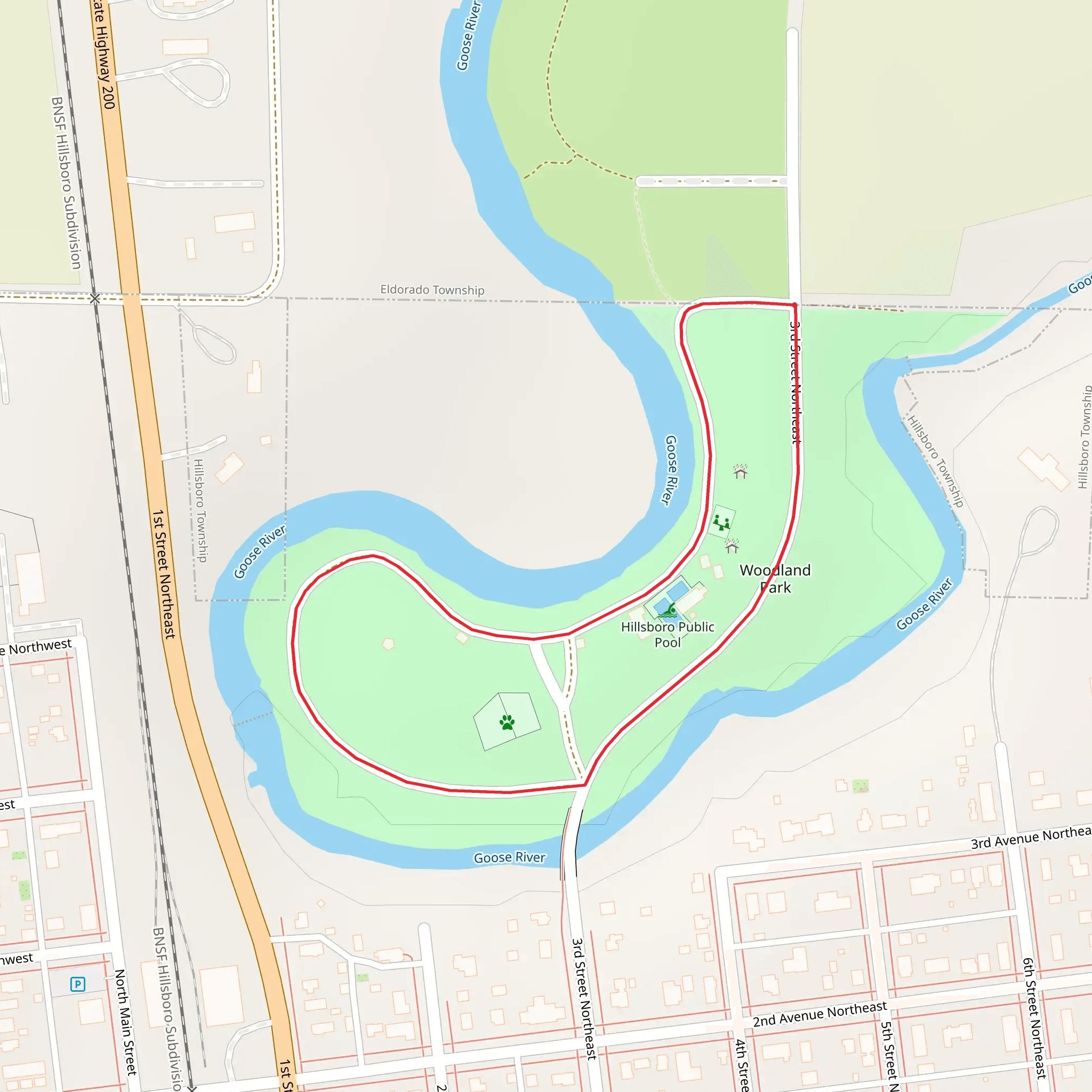 Woodland Park Loop mobile static map
