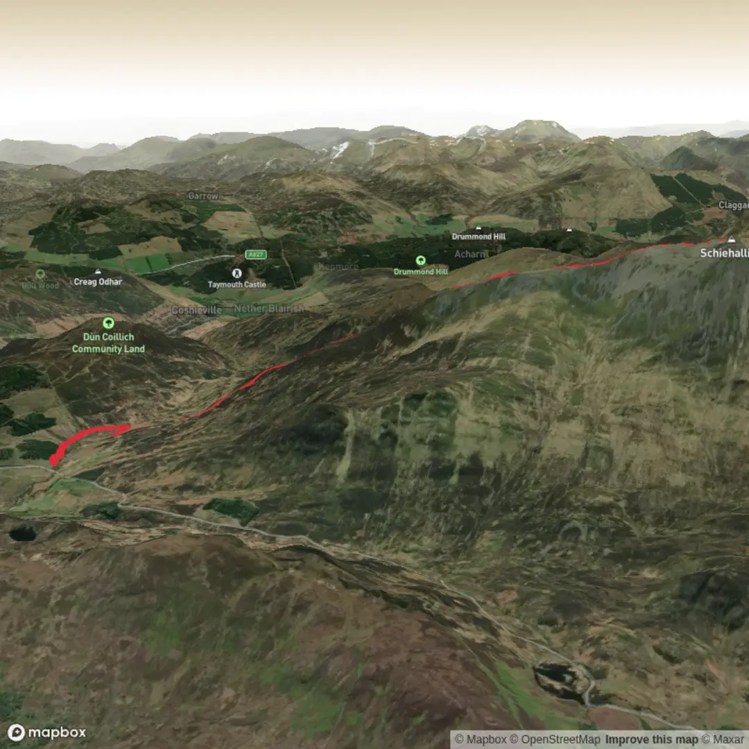 An image depicting the trail winter Schiehallion and its surrounding area.