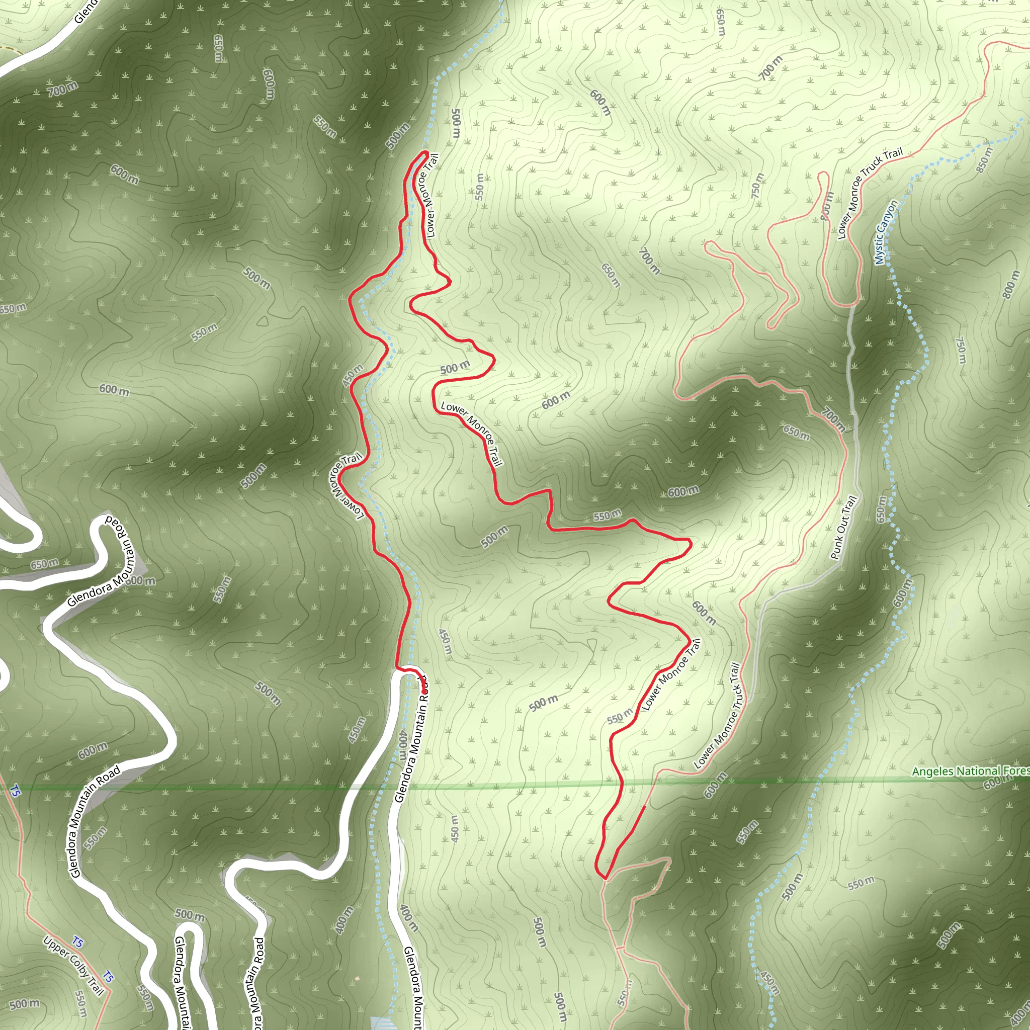Lower Monroe Trail Out and Back mobile static map
