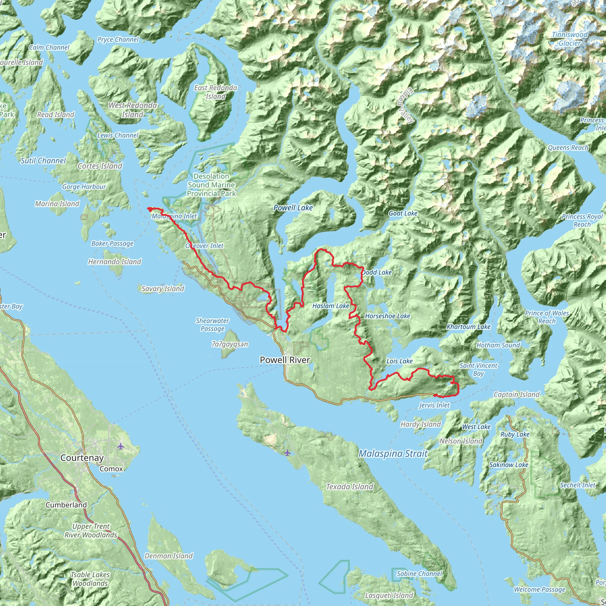 Sunshine Coast Trail mobile static map