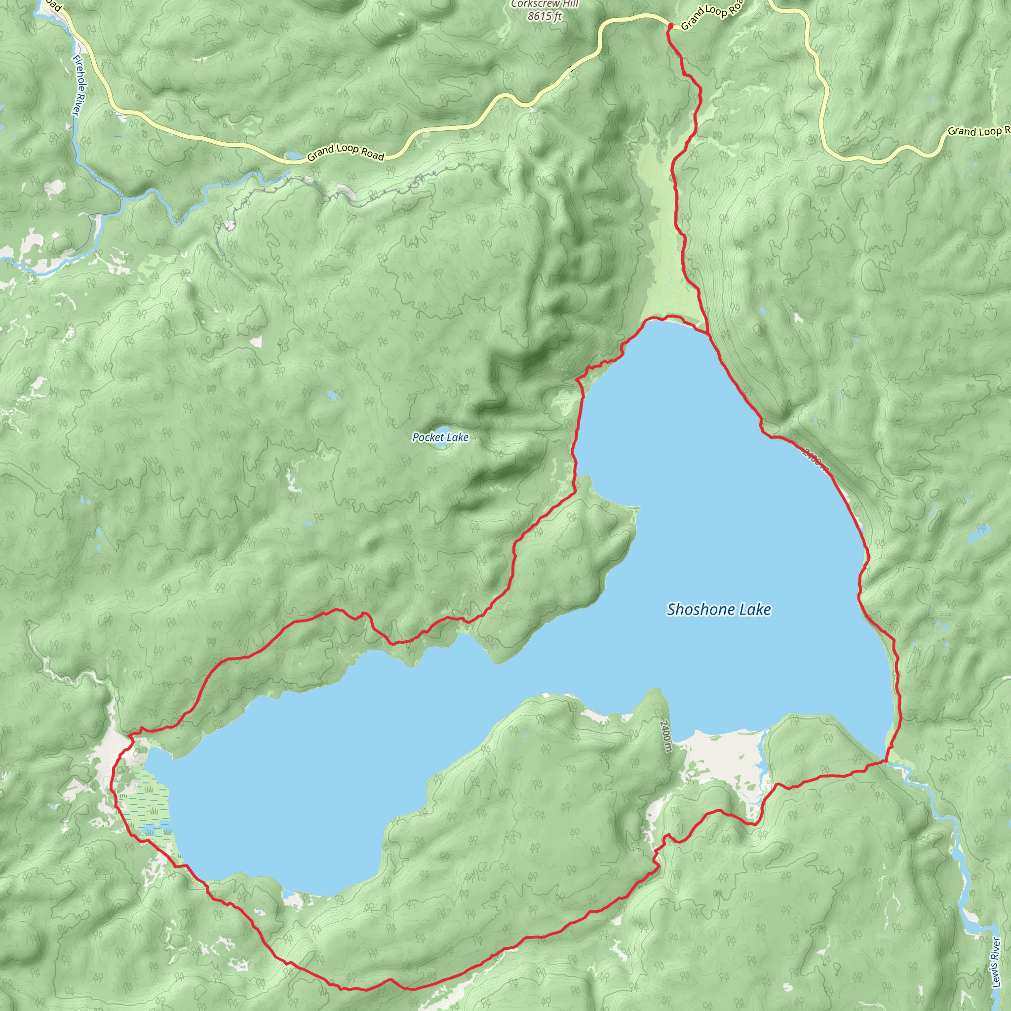 Delacy Creek and Shoshone Lake Loop Trail mobile static map