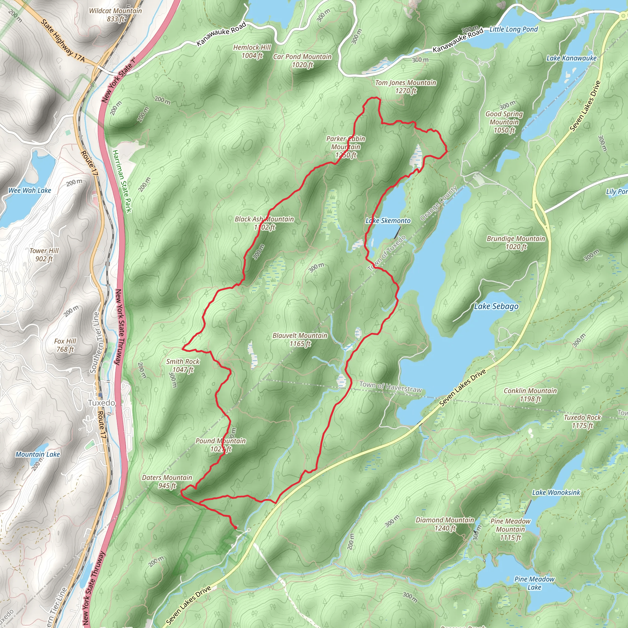 Black Ash Swamp and Parker Cabin Mountain Loop mobile static map