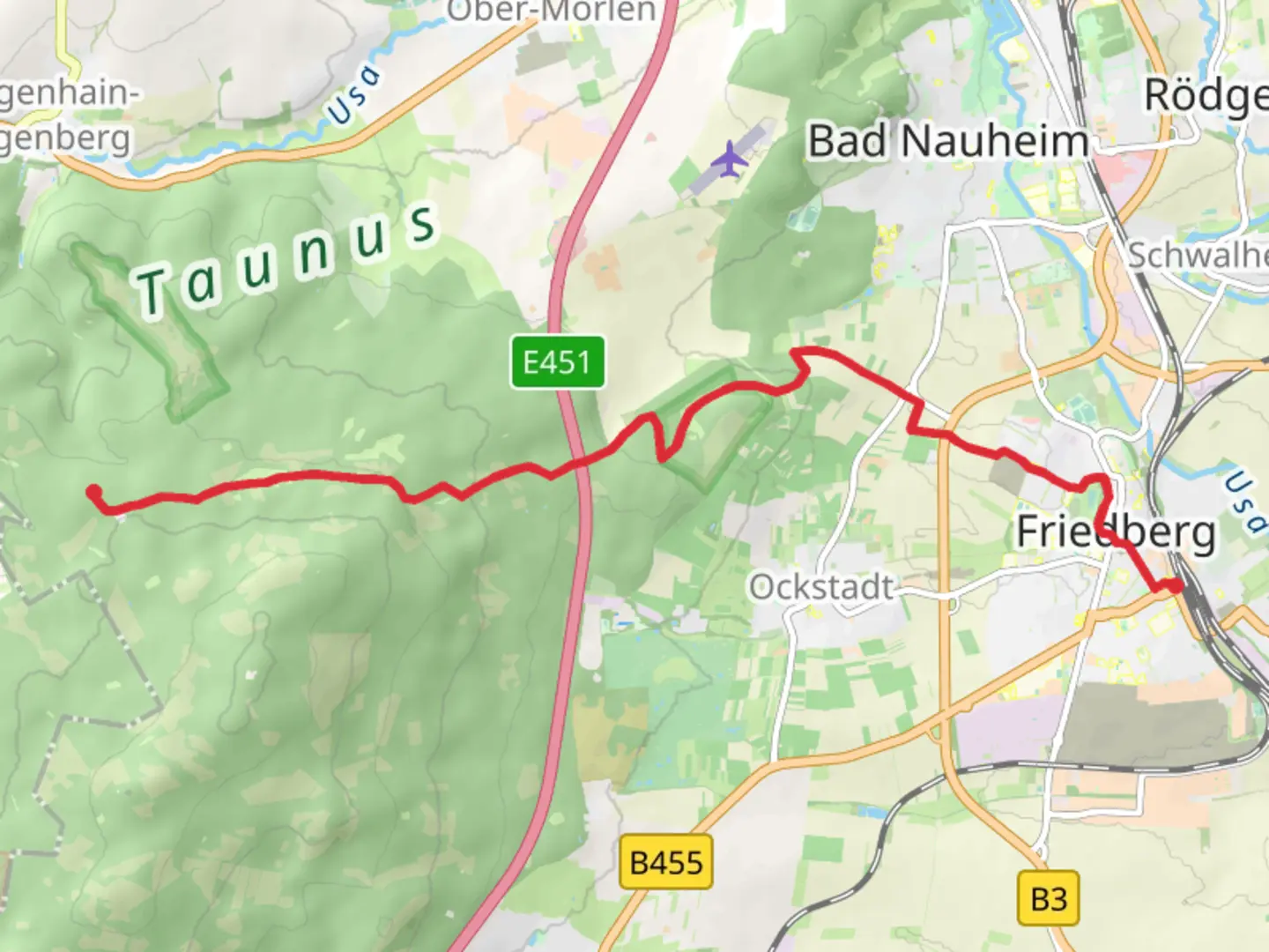 An image depicting the trail Friedberg to Gaulskopf via Taunusklub Route and its surrounding area.