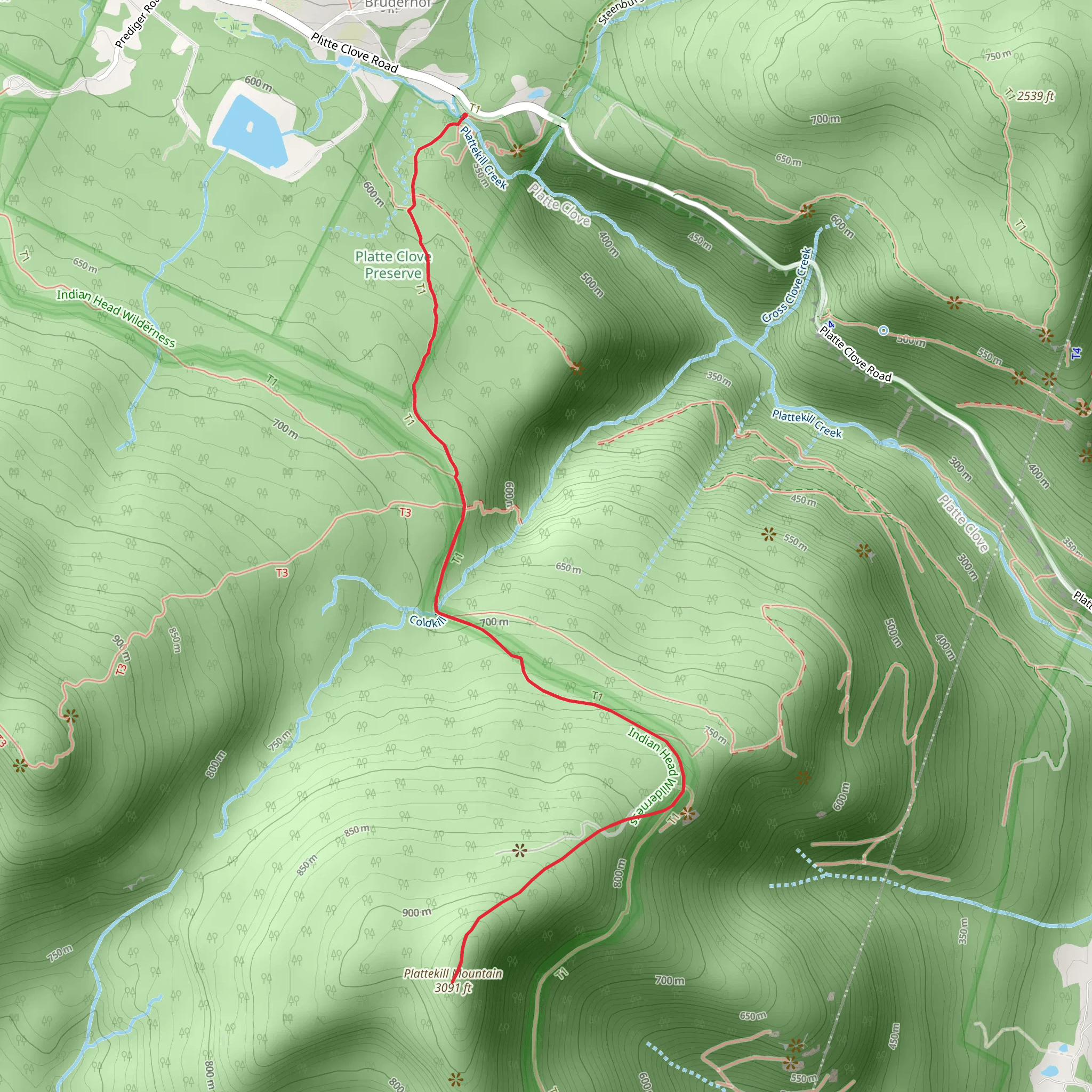 Plattekill Mountain Trail mobile static map