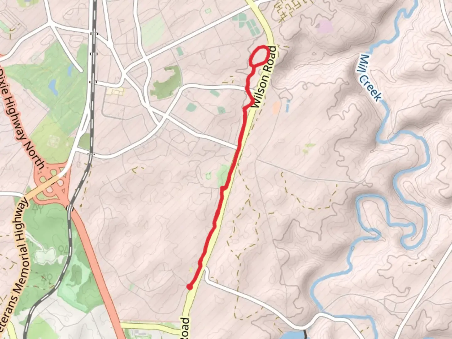 An image depicting the trail Stithon Cemetery Walk and Fork knox Dog Park and its surrounding area.