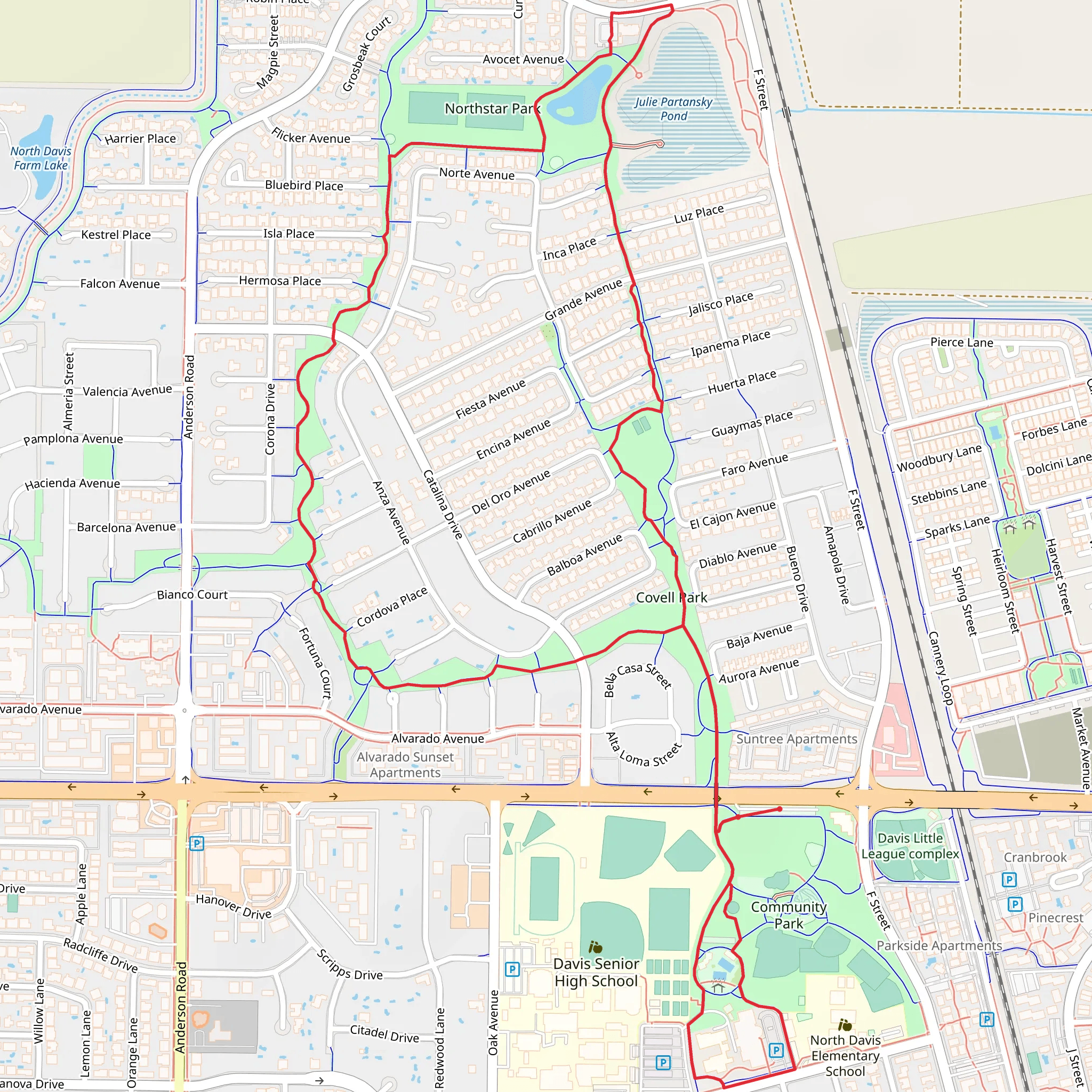 Community Park, Julie Partansky Pond and Northstar Pond Loop mobile static map