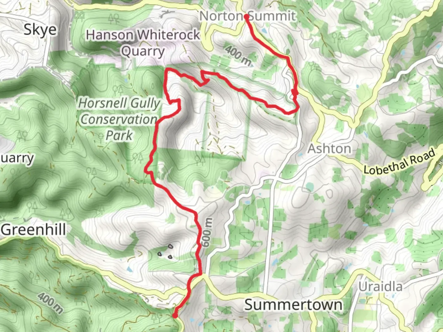 An image depicting the trail Summertown to Norton Summit Trail and its surrounding area.