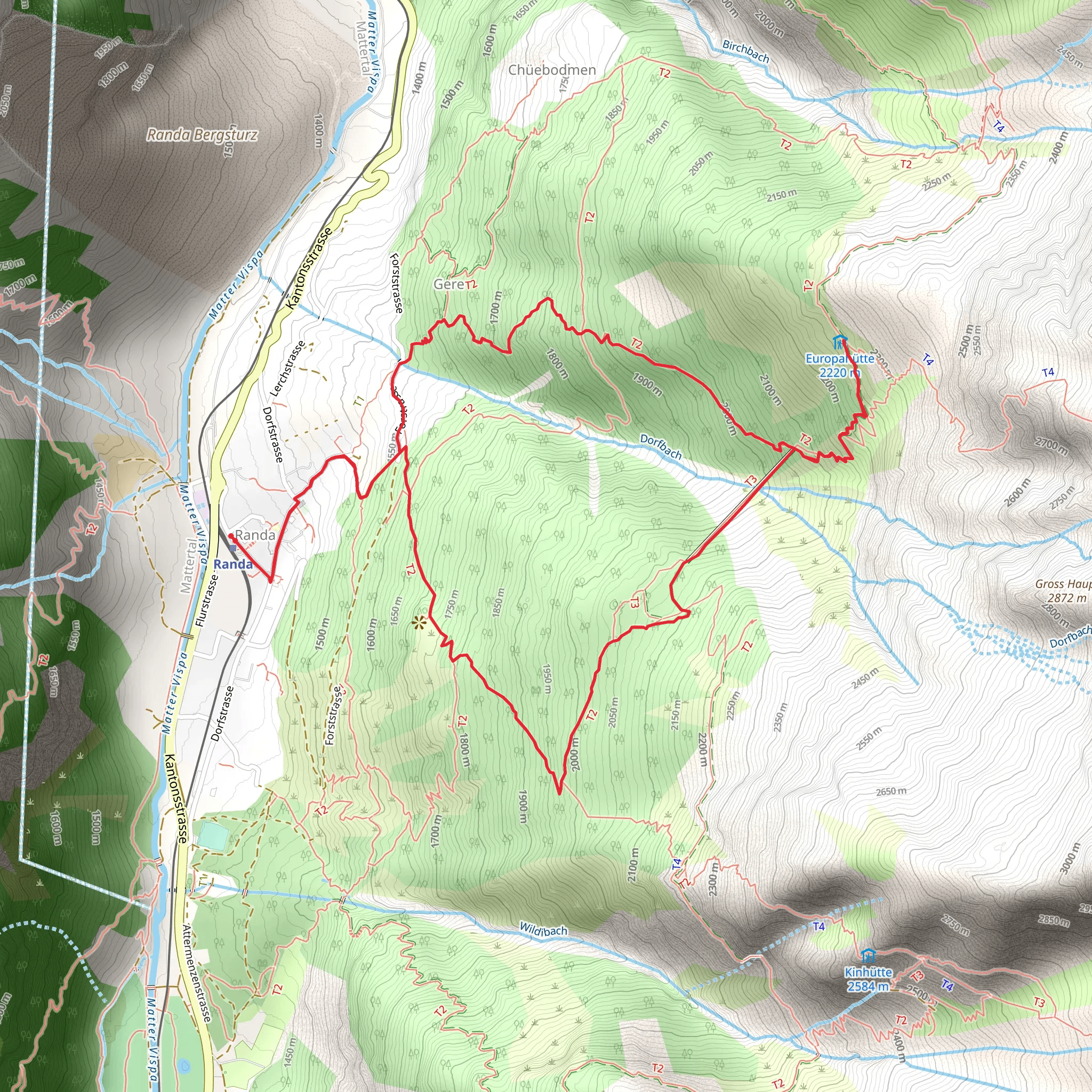 Circular Hike to the Suspension Bridge in Randa - Nr 69 mobile static map