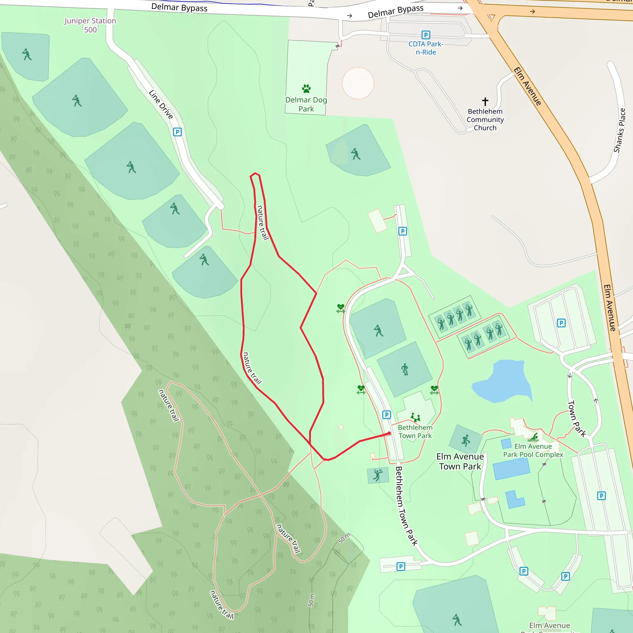 Nature Trail - Elm Avenue Town Park mobile static map