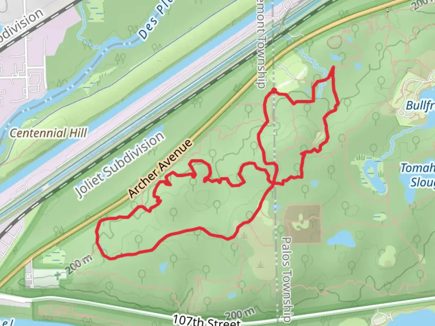An image depicting the trail Palos Orange and Blue Unpaved Loop Trail and its surrounding area.