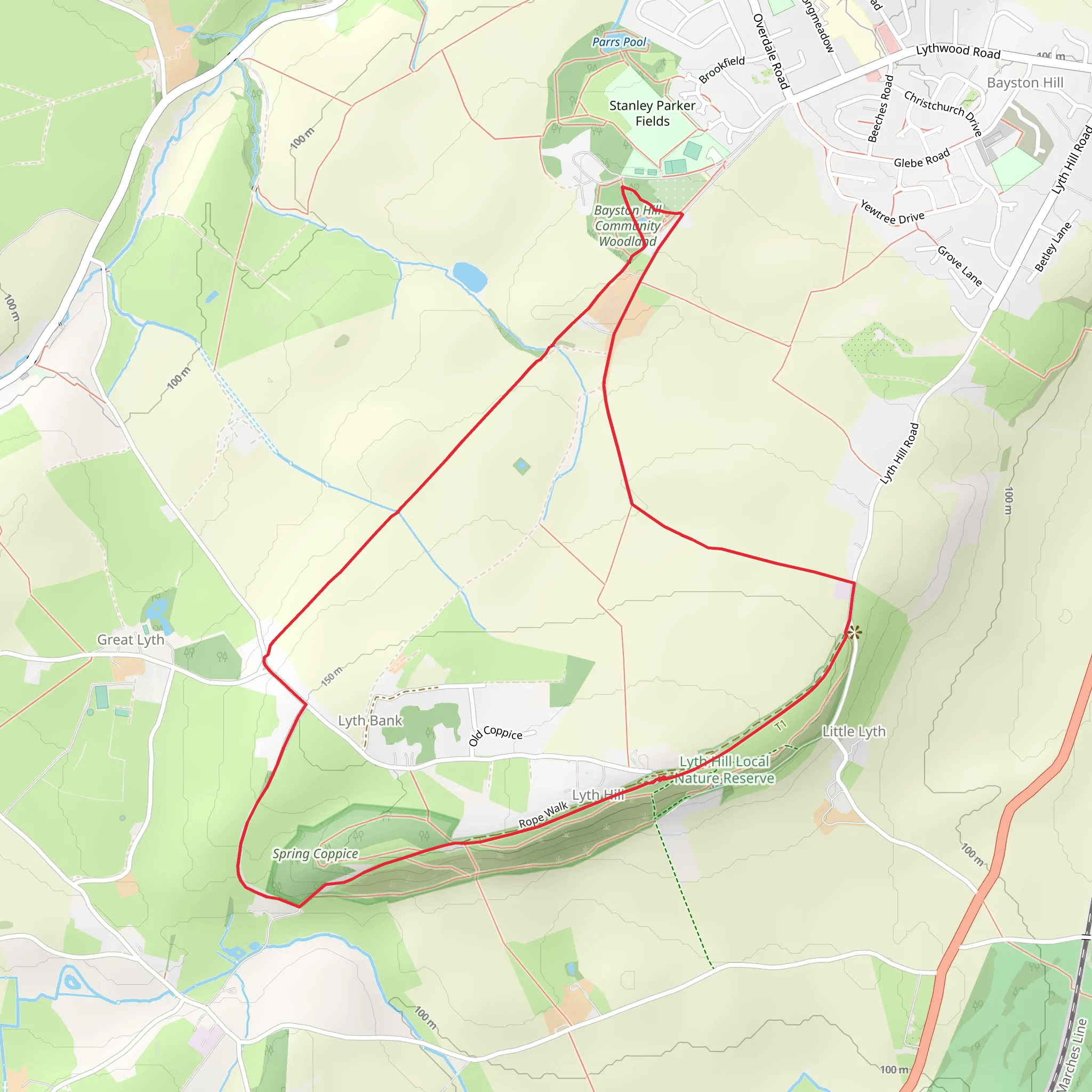 Spring Coppice and Lyth Hill Country Park mobile static map