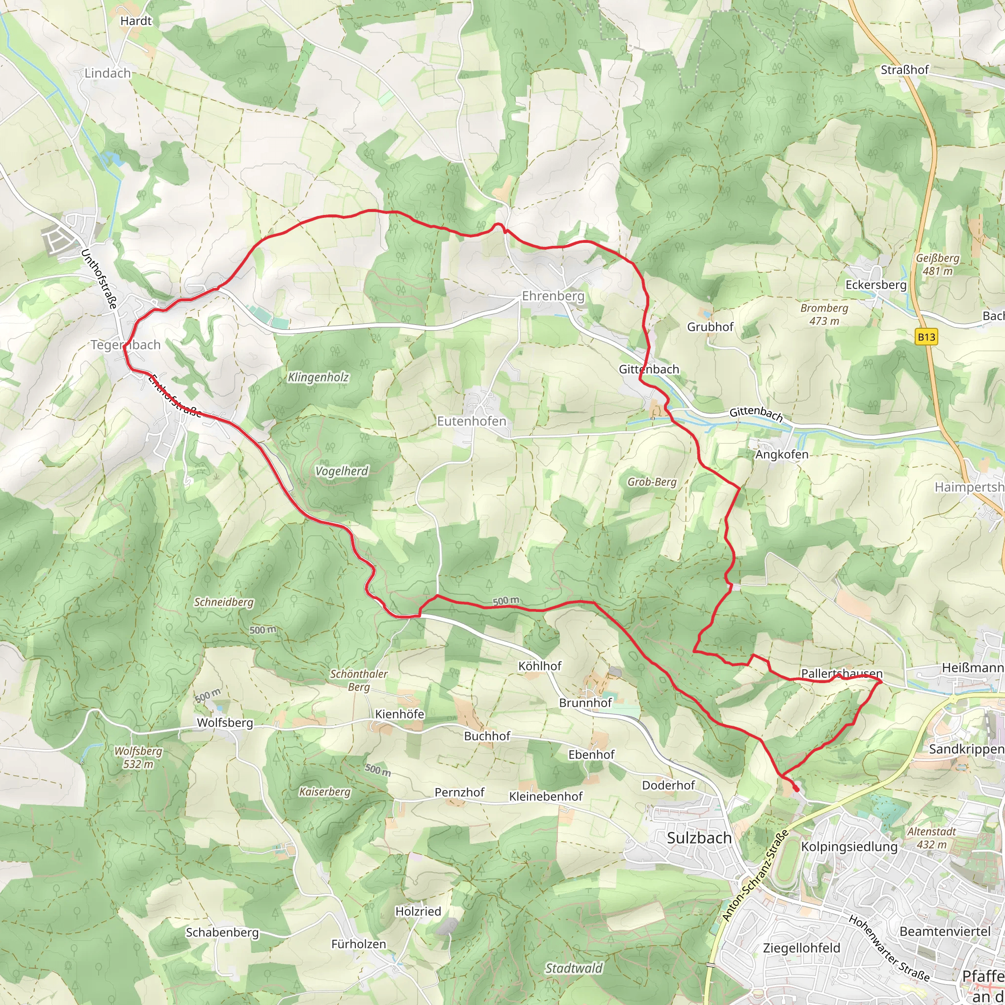 Pallertshausen to Tegernbach Loop mobile static map