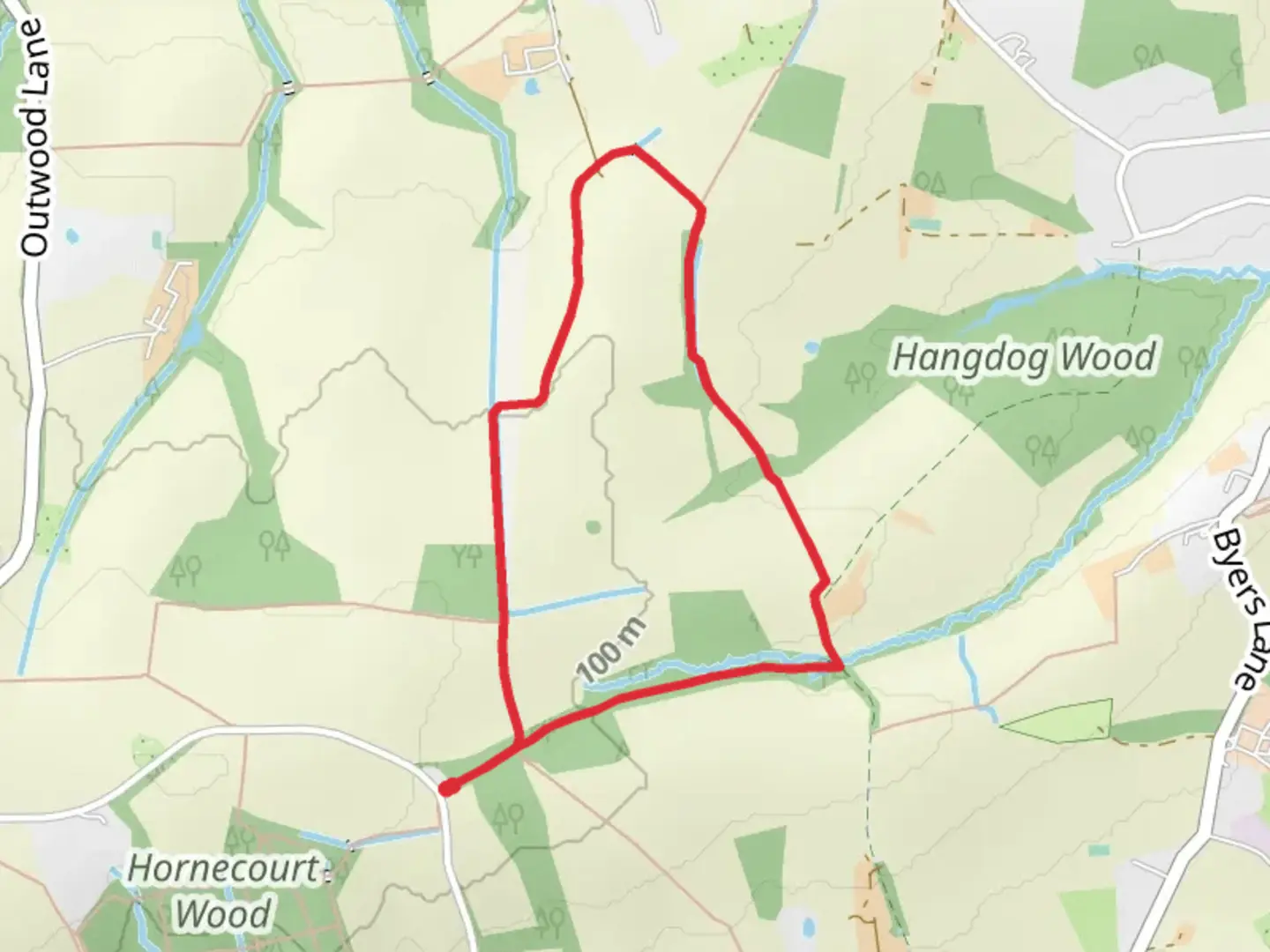 An image depicting the trail Horncourt Hill Park Loop and its surrounding area.