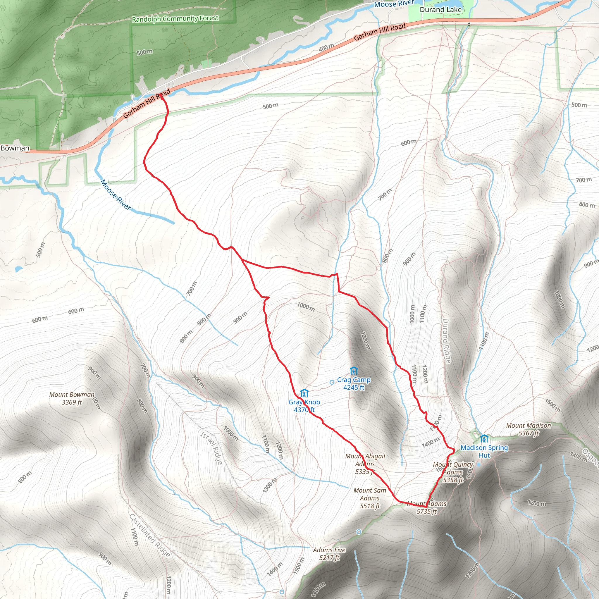 Mount Adams via King's Ravine Trail mobile static map