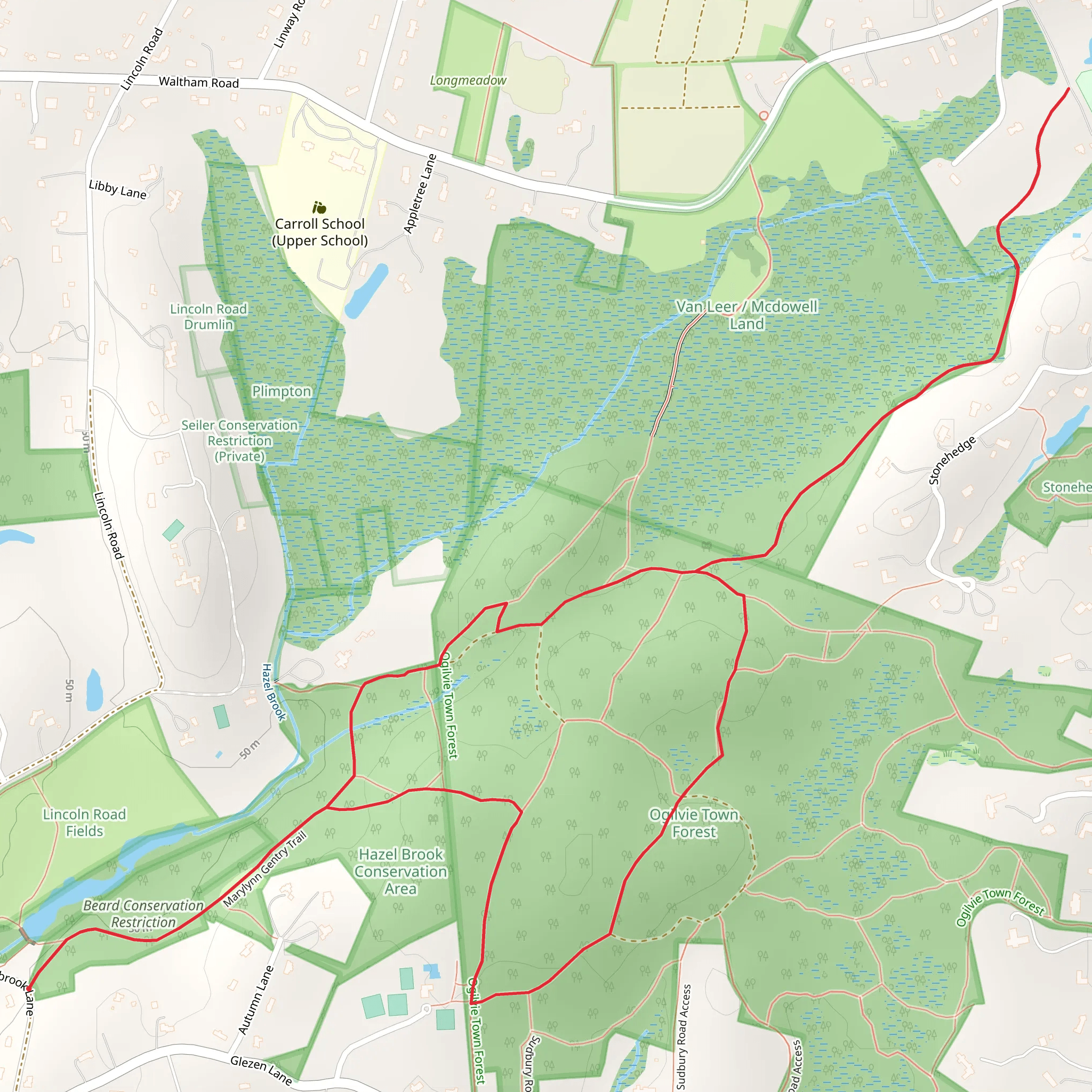 Stone's Pond to Mcdowell Land mobile static map
