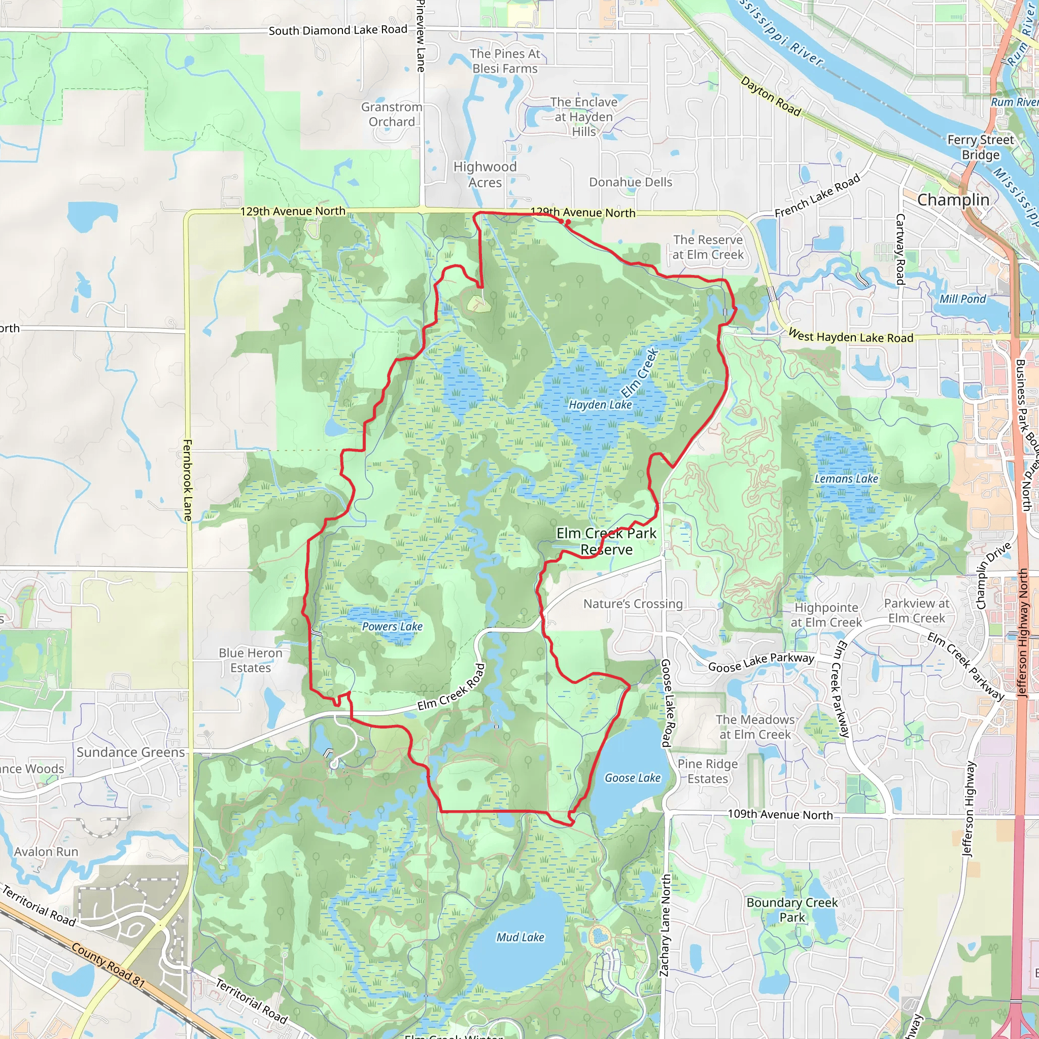 Goose Lake and Hayden Lake Loop mobile static map