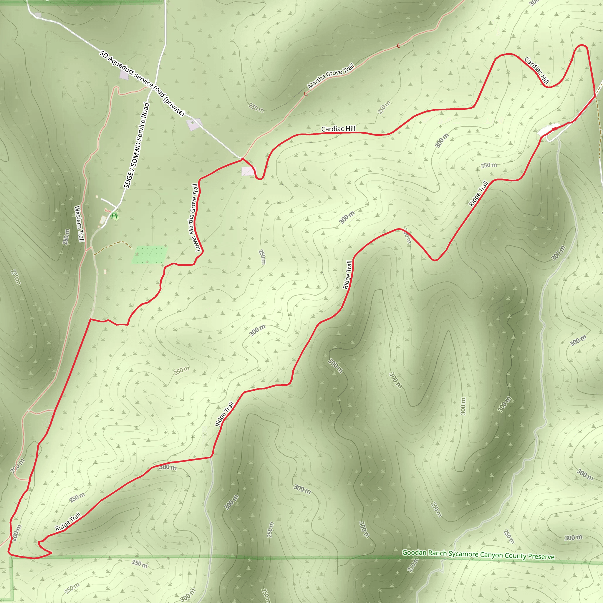 Cardiac Hill and Ridge Loop Trail mobile static map