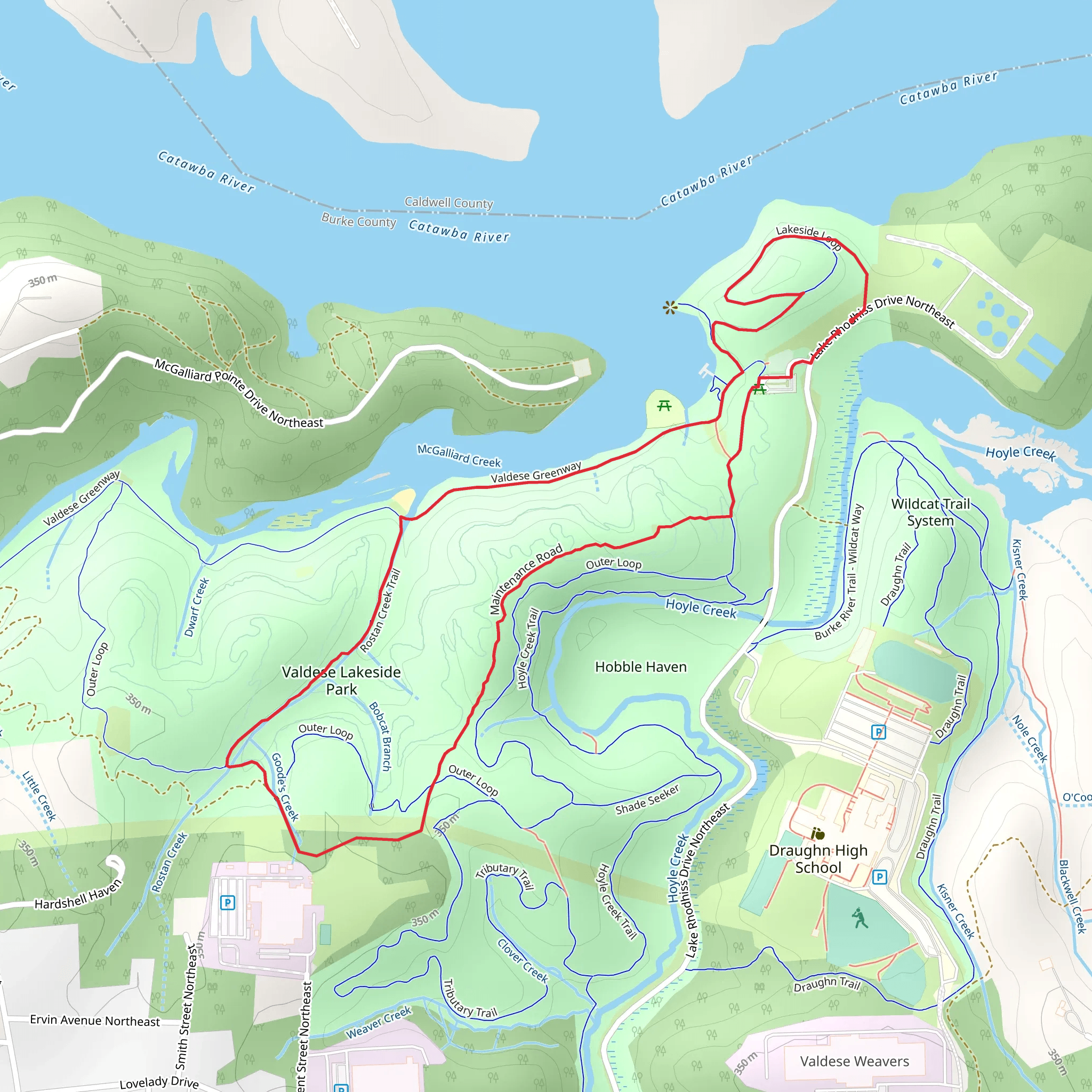 Valdese Lakeside Park Loop - North mobile static map