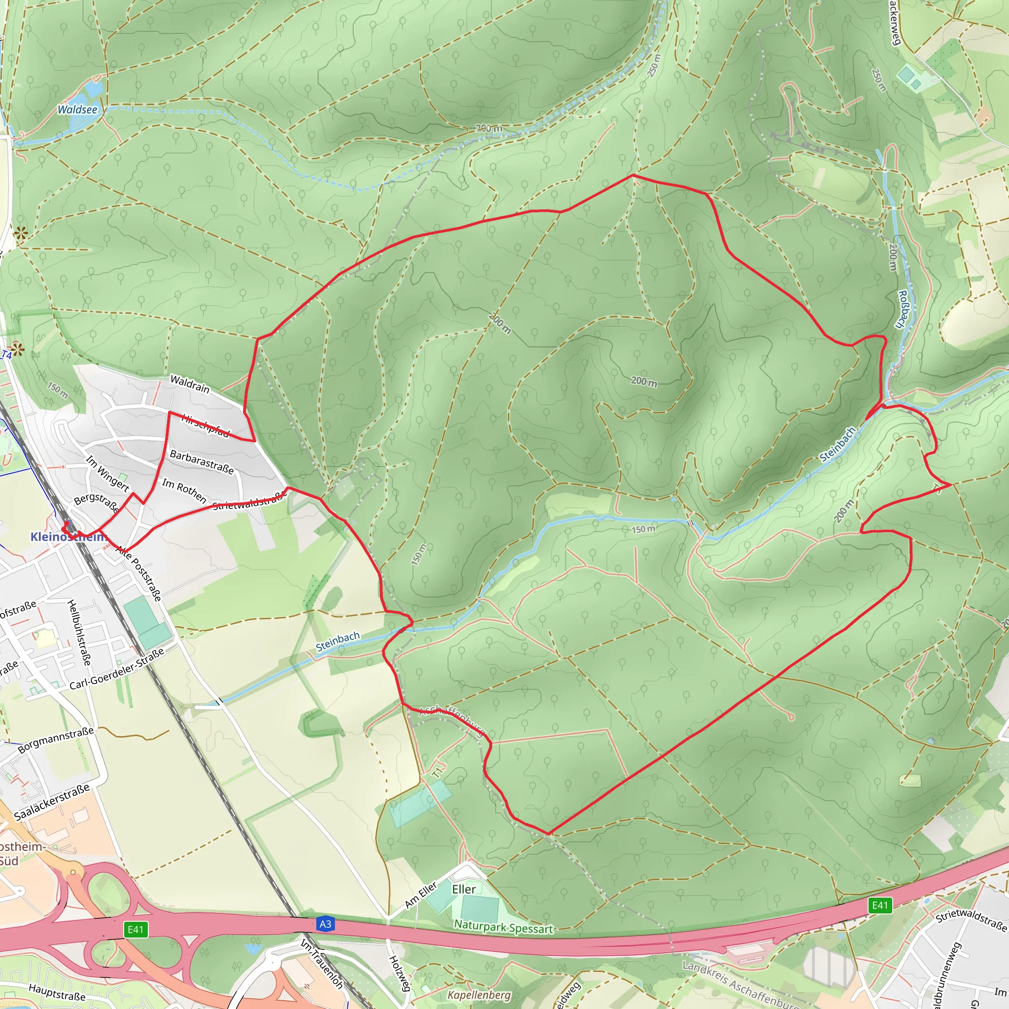 Strietwald and Kulturweg Aschaffenburg mobile static map