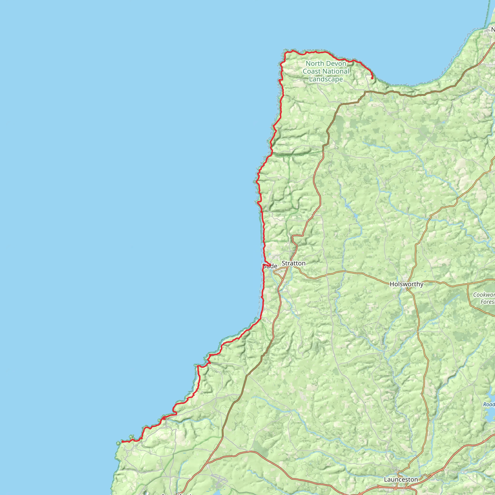 South West Coast Path - Clovelly to Tintagel mobile static map