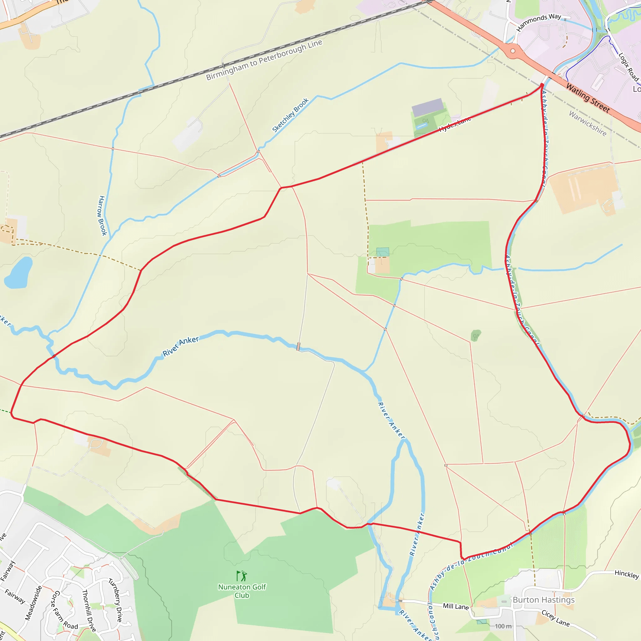 Burton Hastings Loop mobile static map