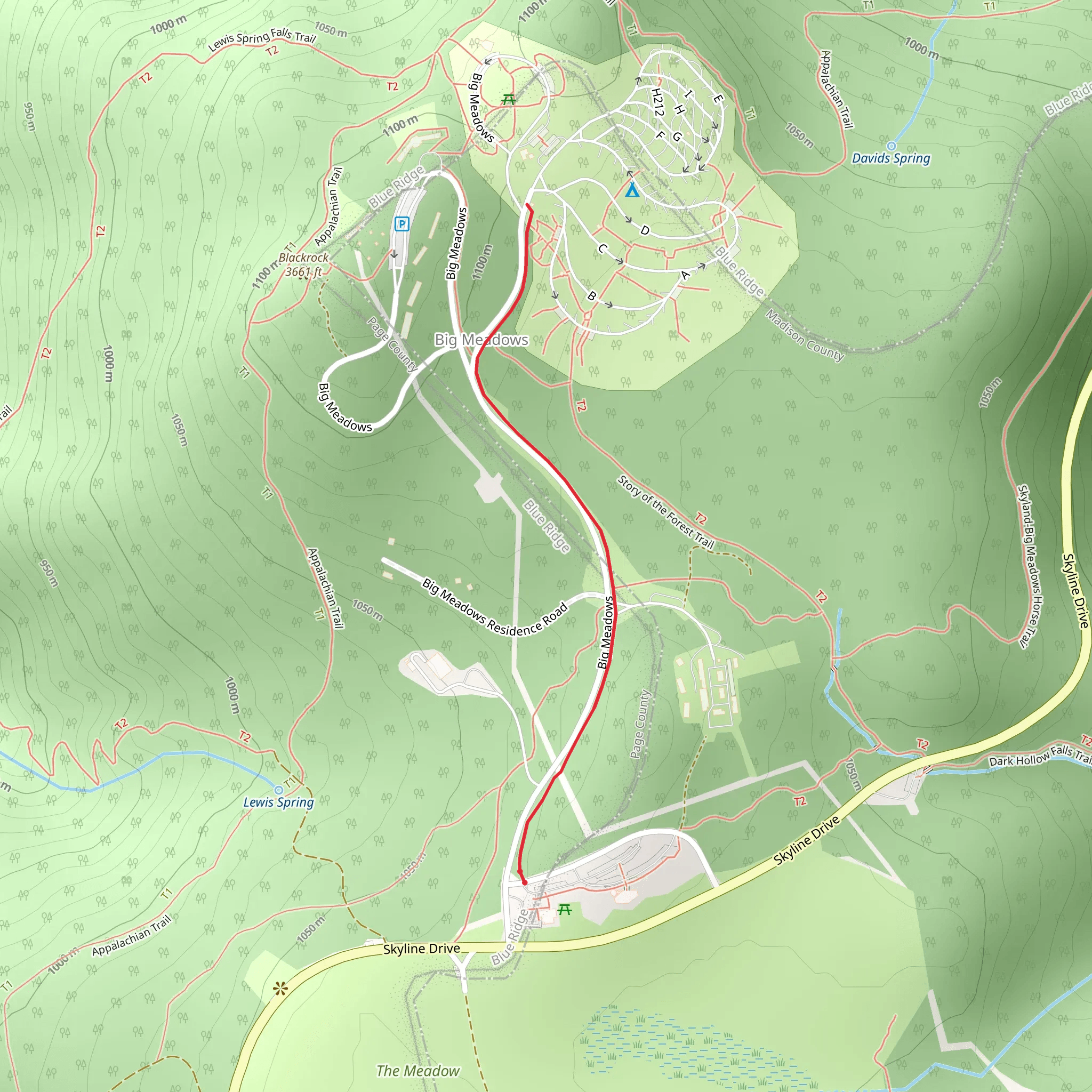 Big Meadows Main Walkway mobile static map