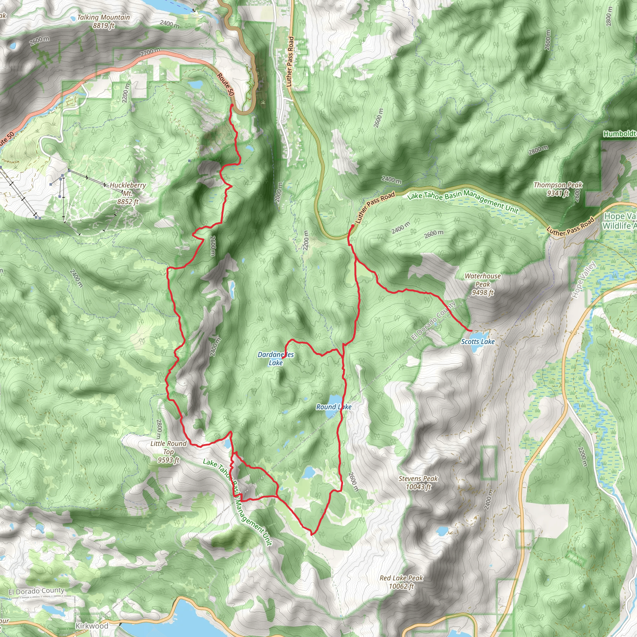 Tahoe Rim Trail - Showers Lake mobile static map