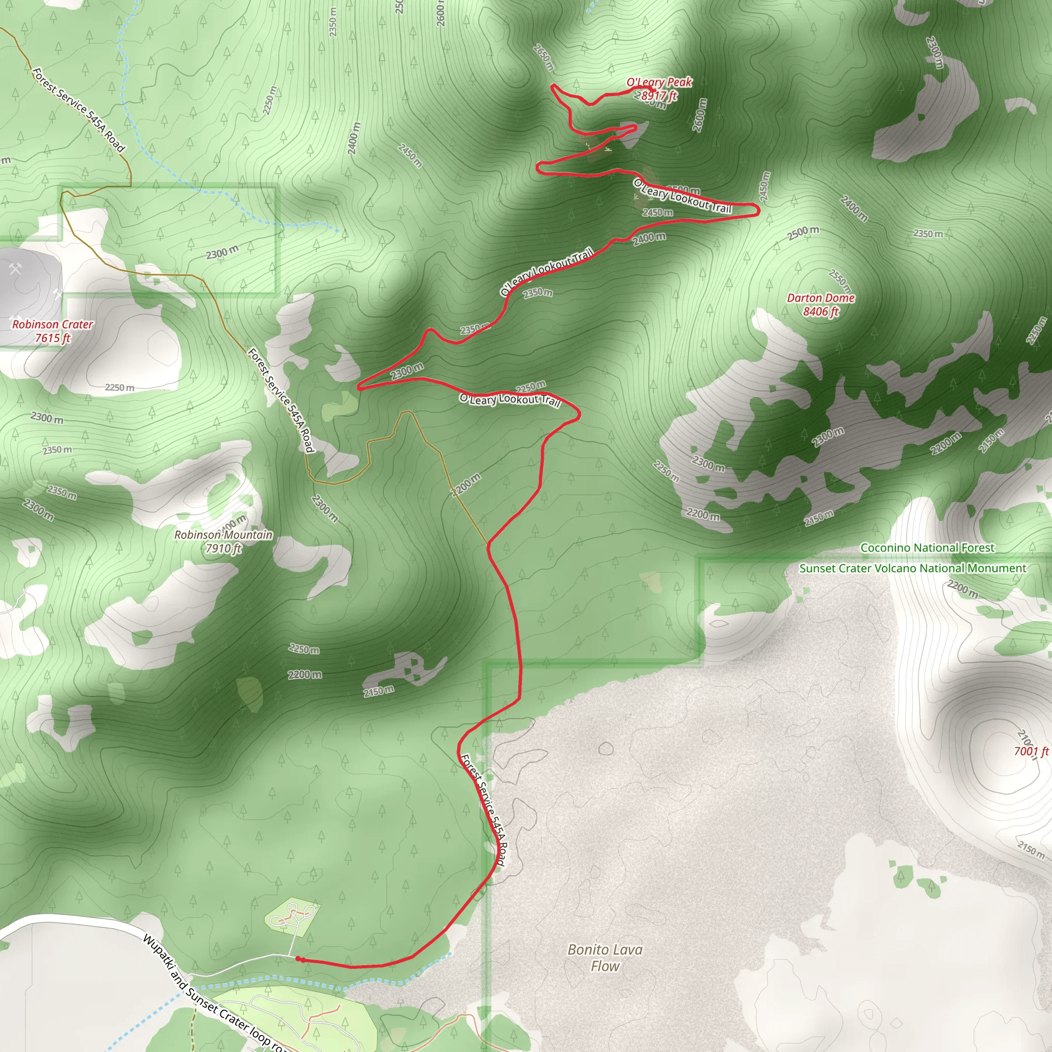 O'Leary Peak Trail mobile static map