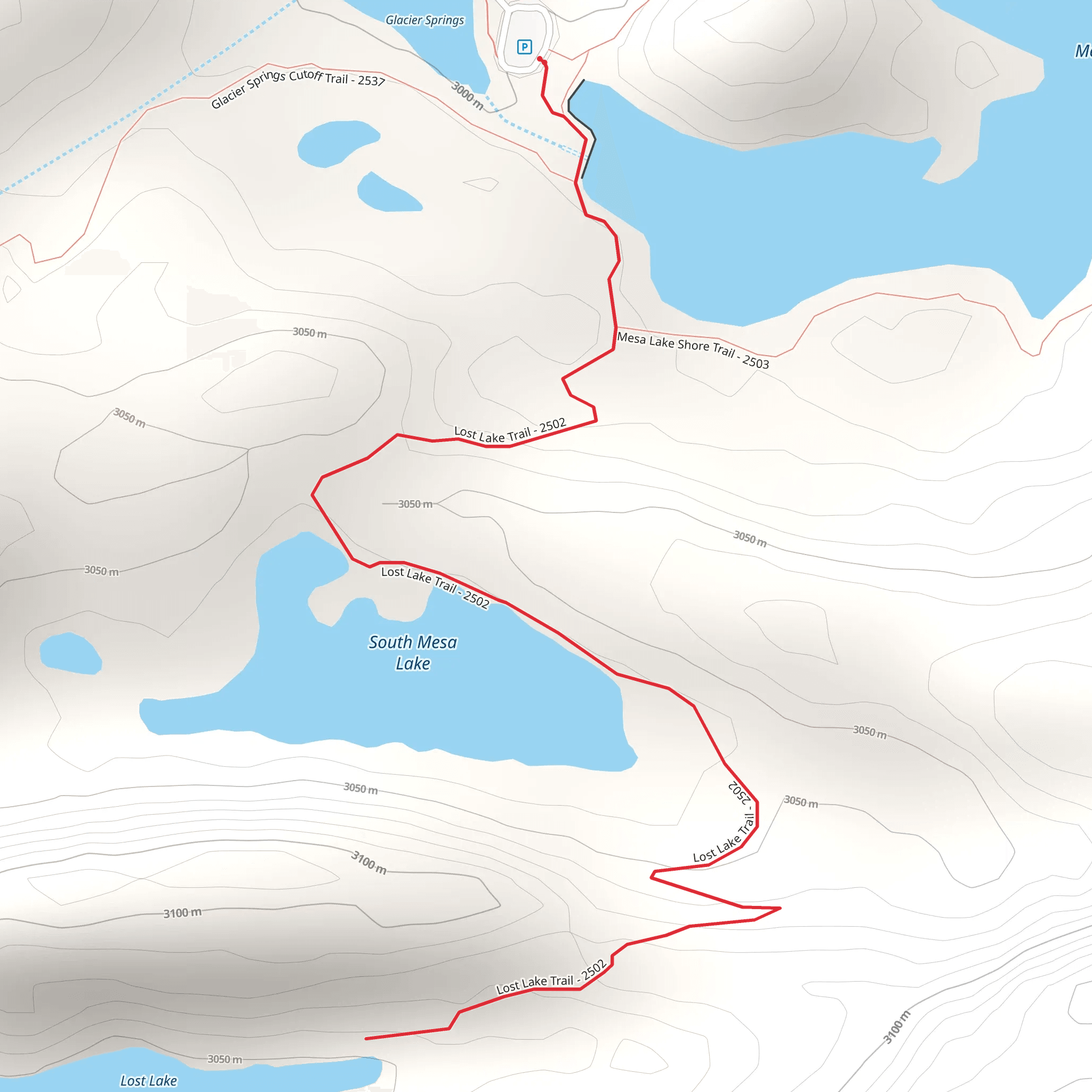 Lost Lake via Mesa Lake Shore Trail mobile static map