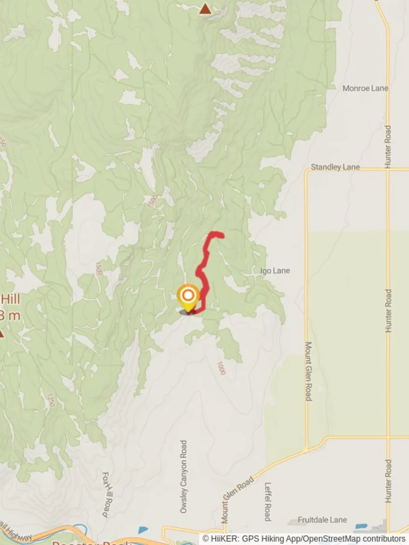 An image depicting the trail Owsley Canyon Road Loop and its surrounding area.