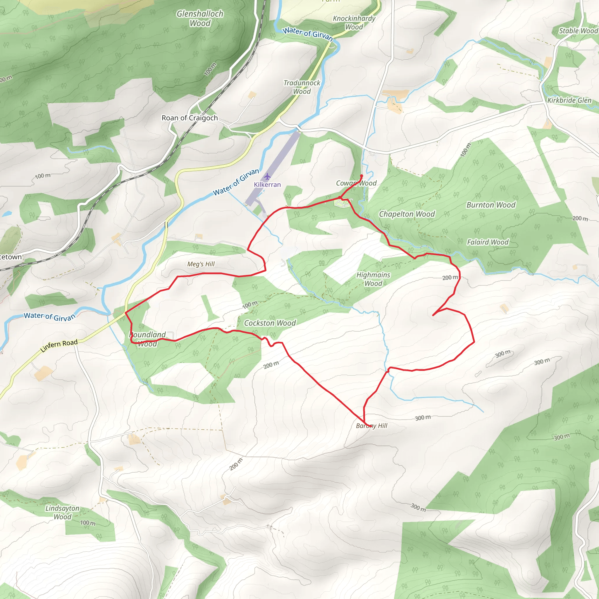 Barony Hill from Cowan woods mobile static map