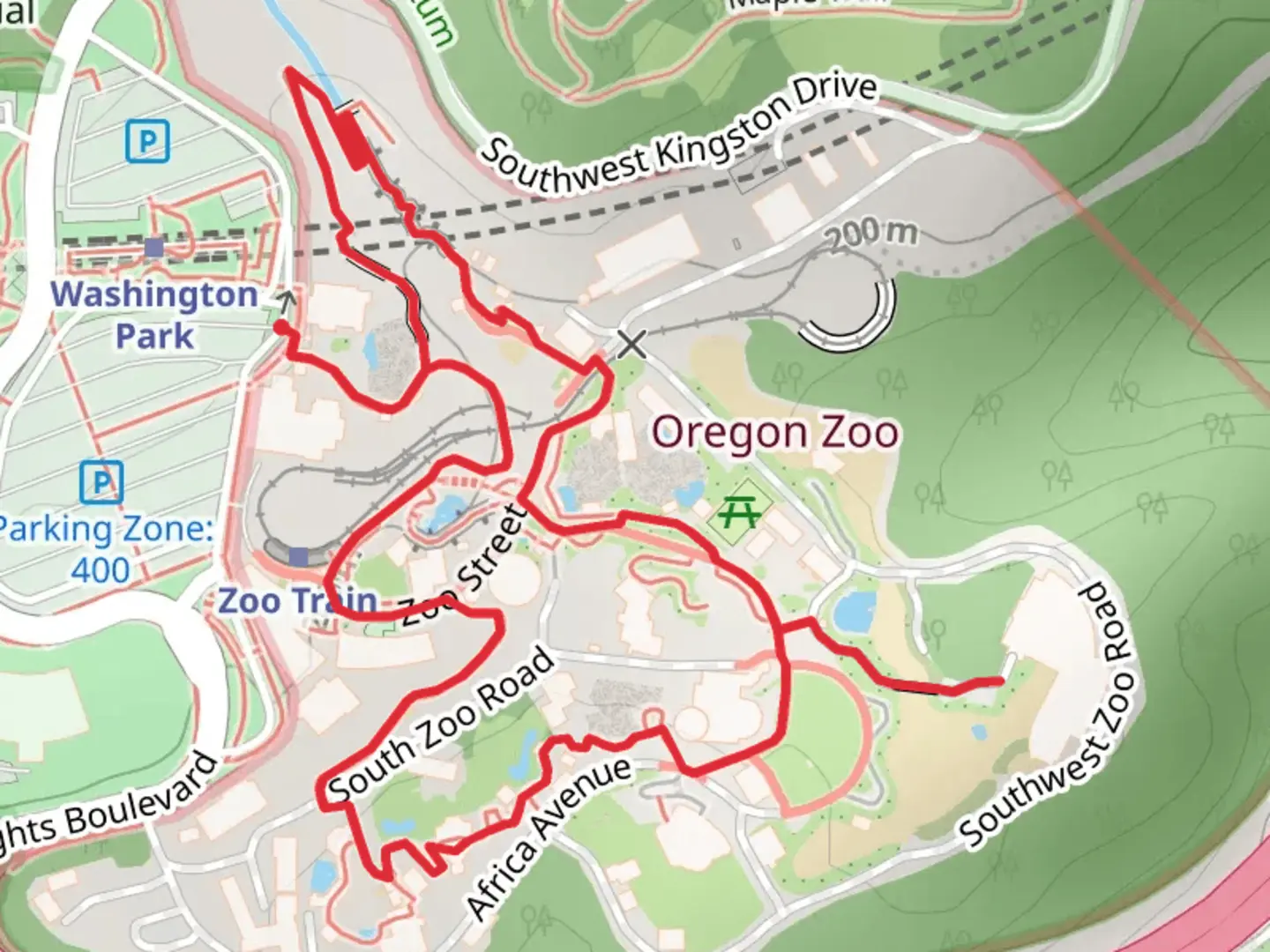 An image depicting the trail Wildlife Way Loop and its surrounding area.