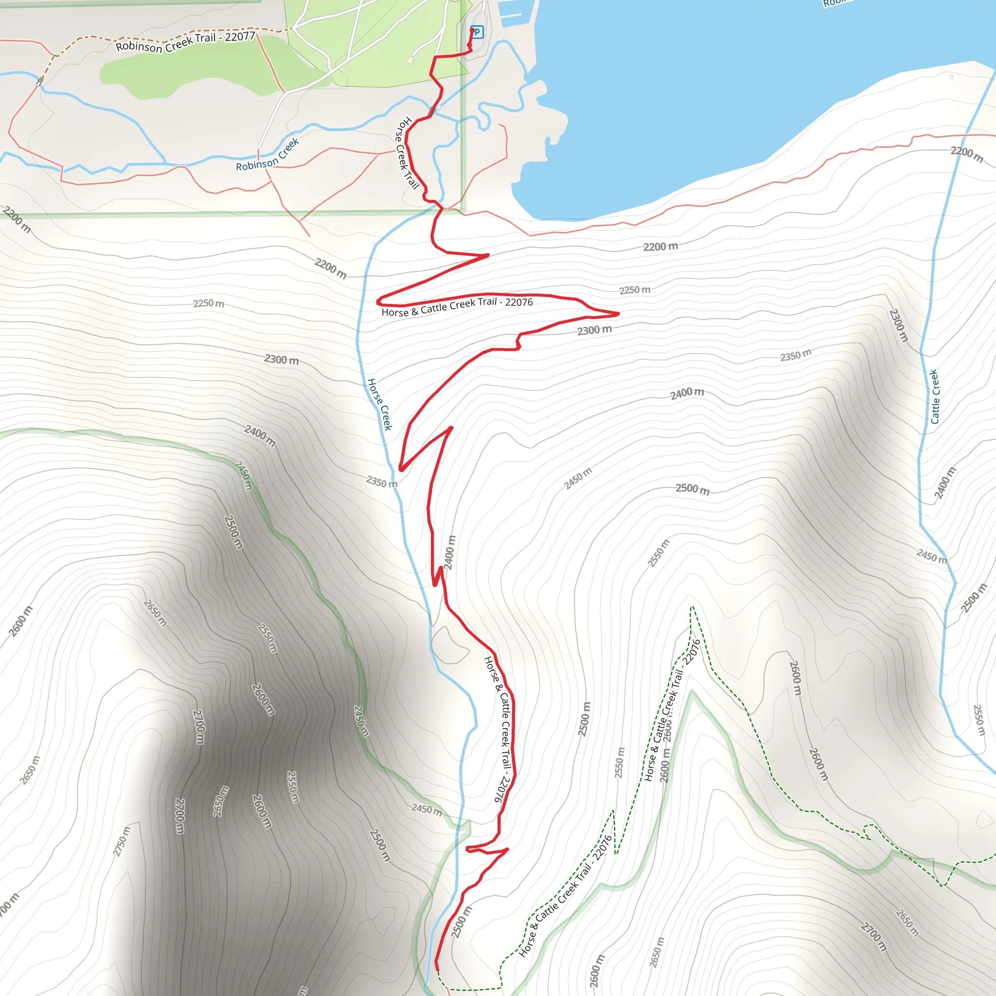 Horsetail Falls - Horse and Cattle Creek Trail mobile static map