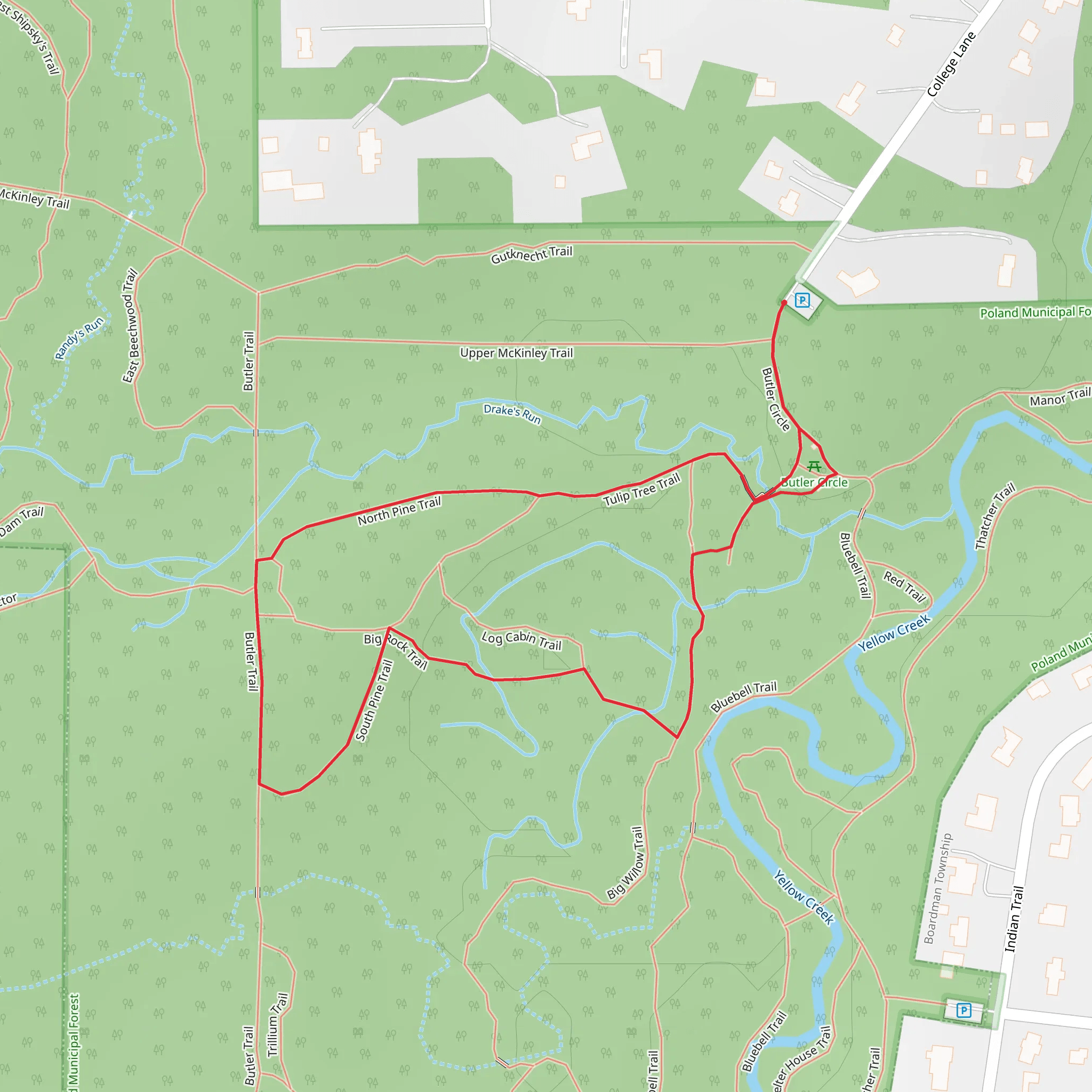 North Pine Loop Trail mobile static map