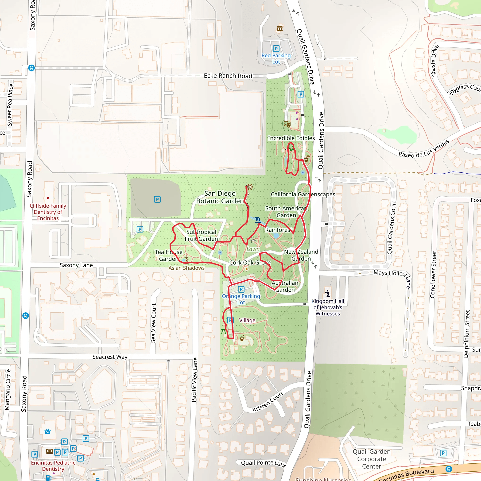 San Diego Botanic Garden Loop mobile static map