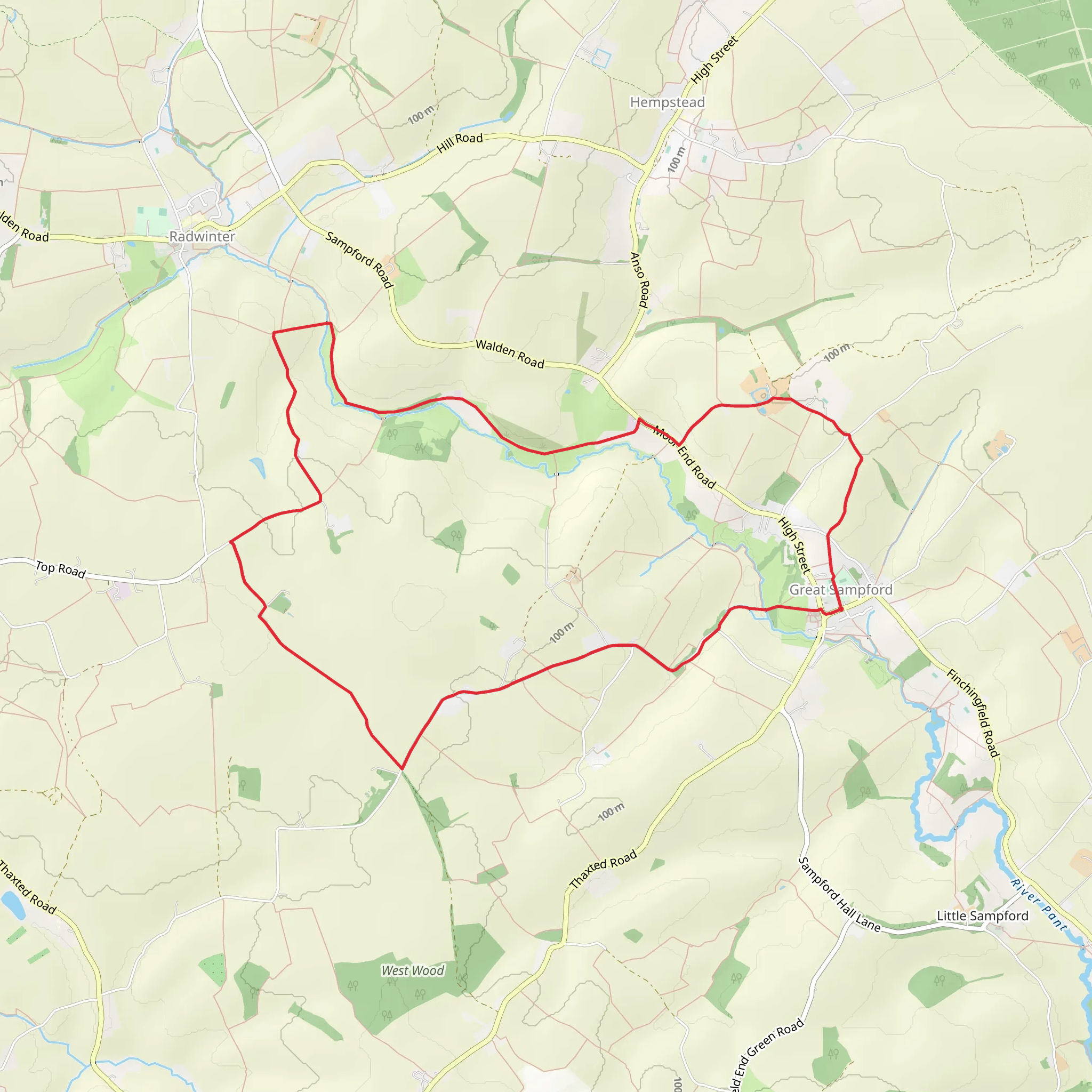 Great Samford Western Loop mobile static map